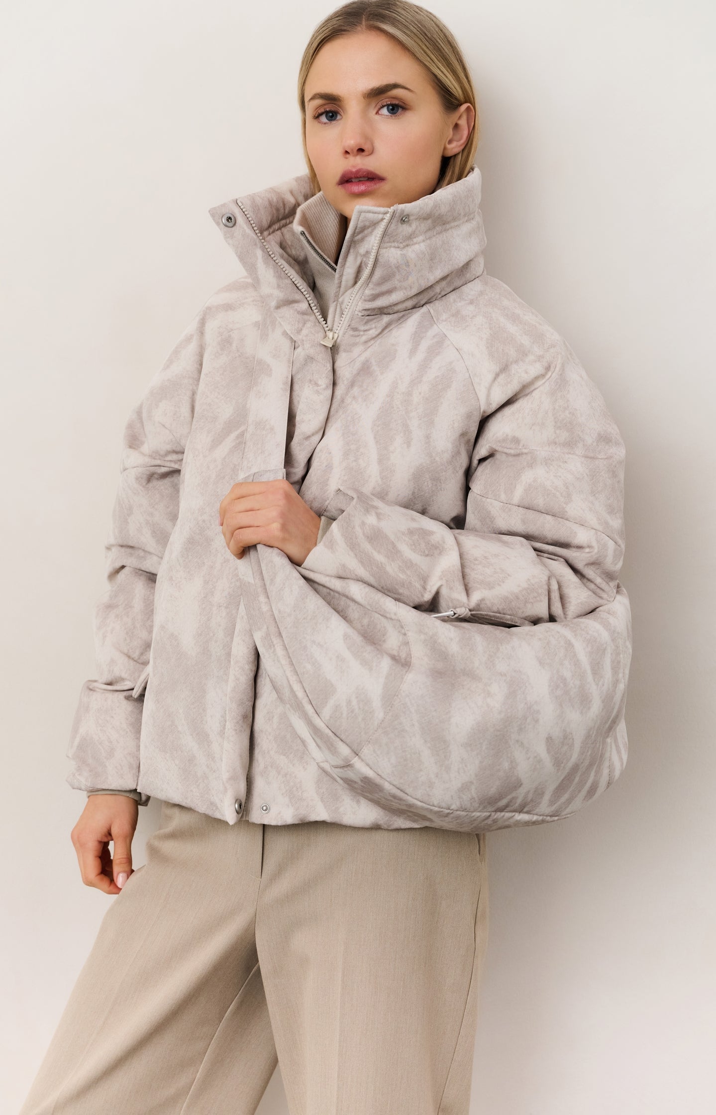 Padded jacket with abstract all-over print