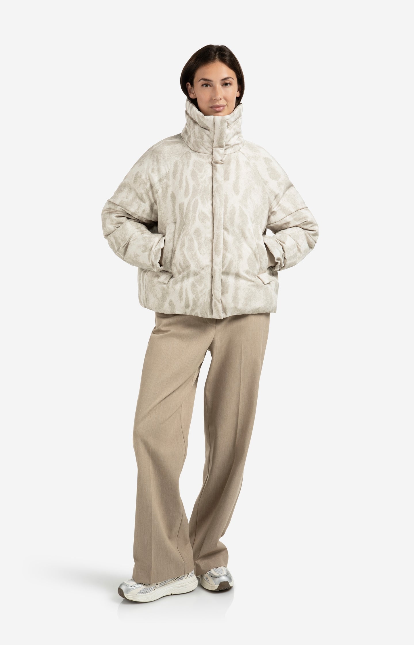 Padded jacket with abstract all-over print