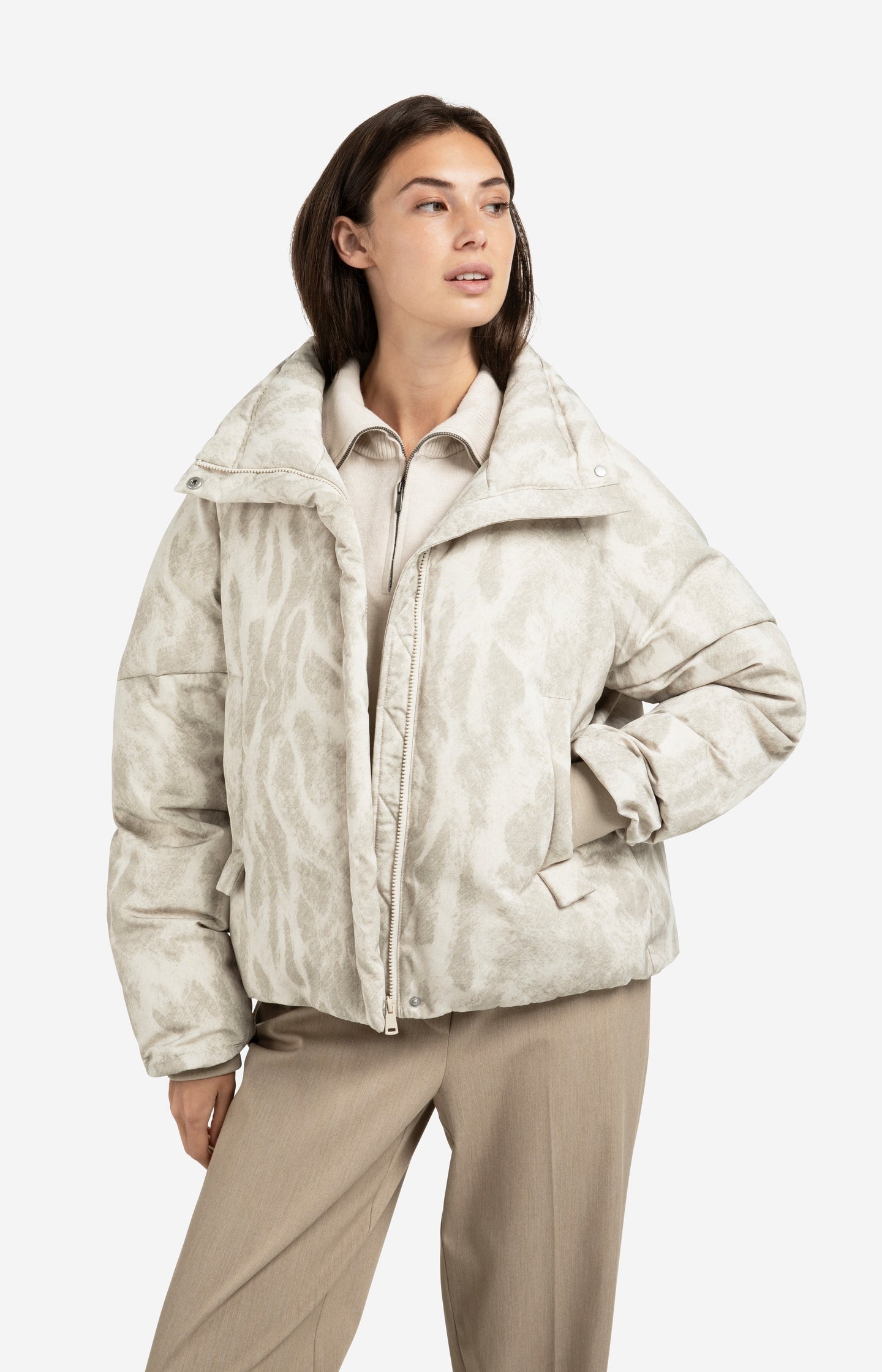 Padded jacket with abstract all-over print