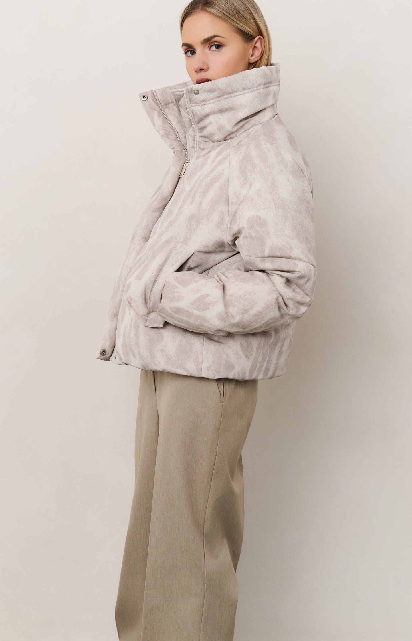 Padded jacket with abstract all-over print