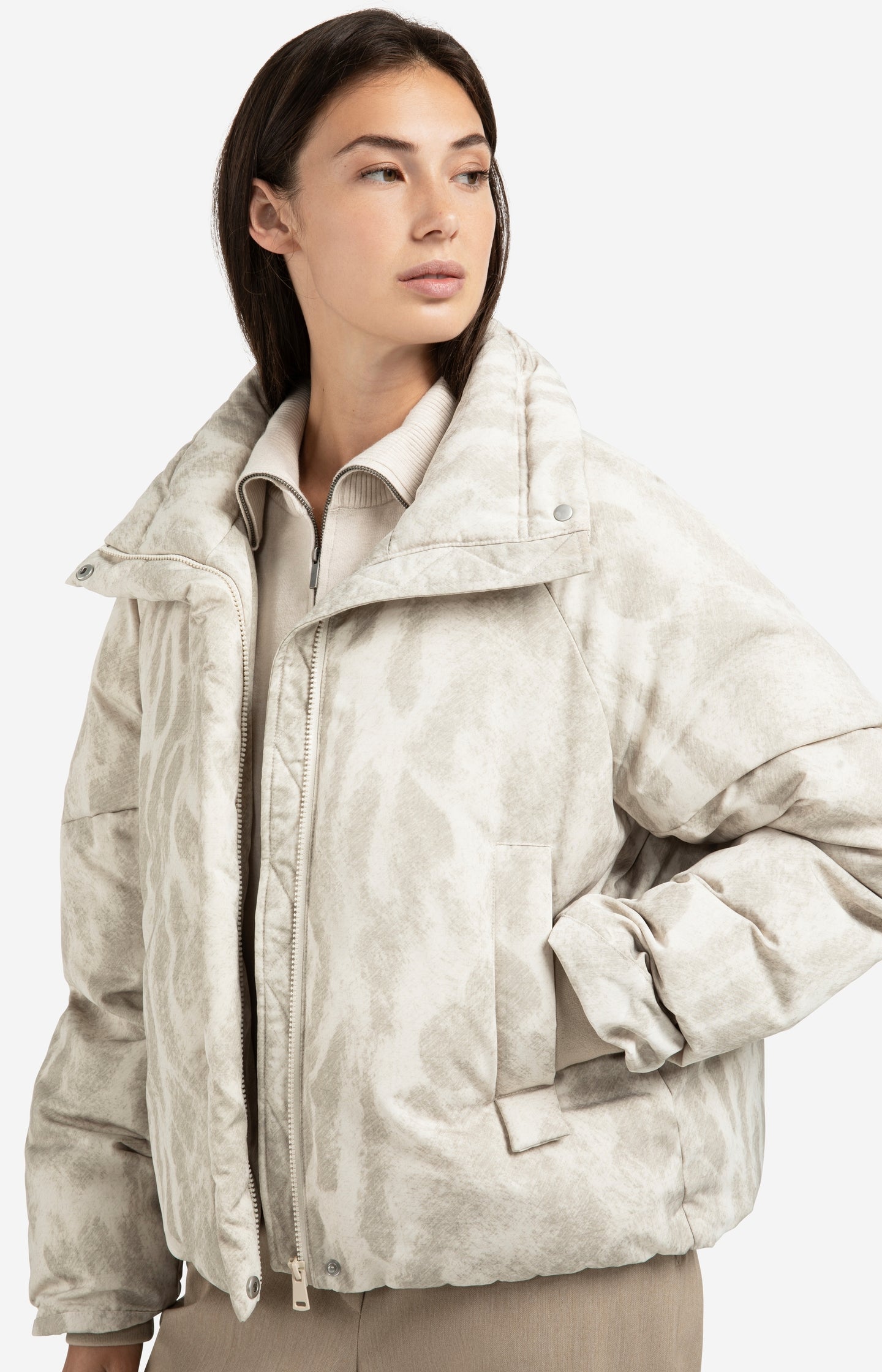 Padded jacket with abstract all-over print