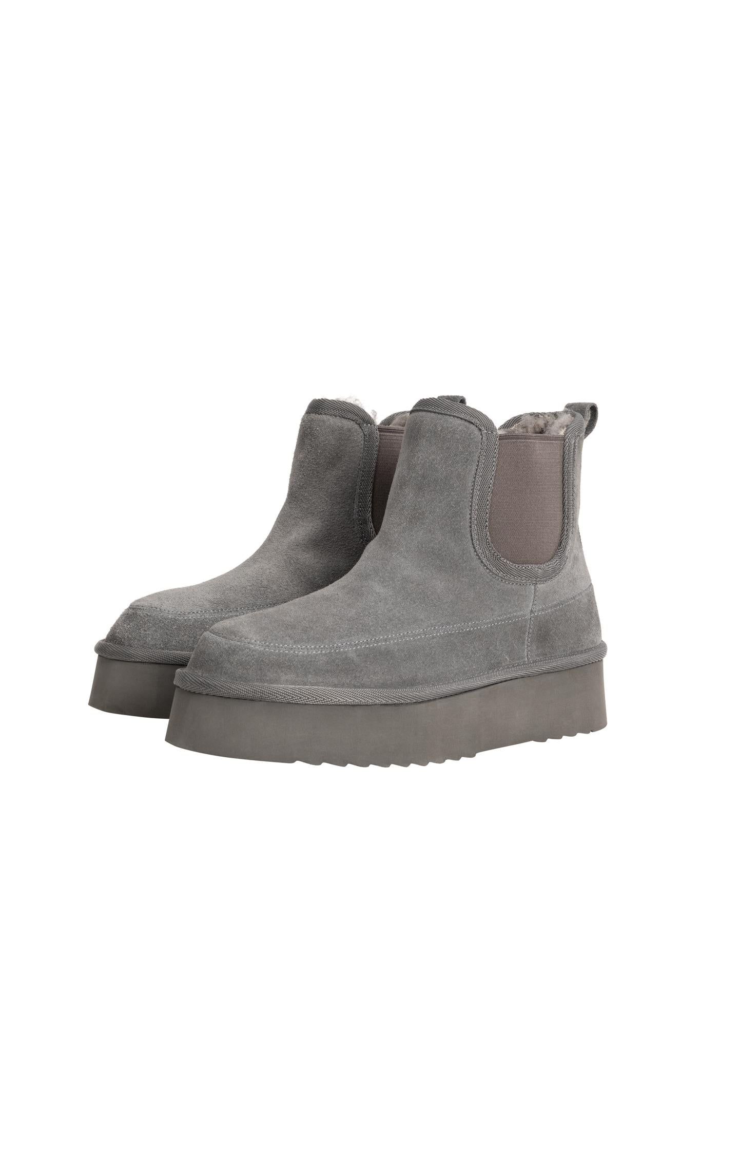 Platform suede ankle boots with fur lining - Type: product
