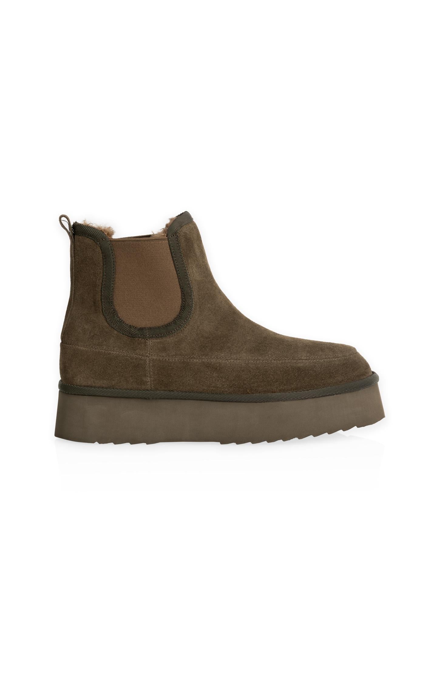Platform suede ankle boots with fur lining - Type: product