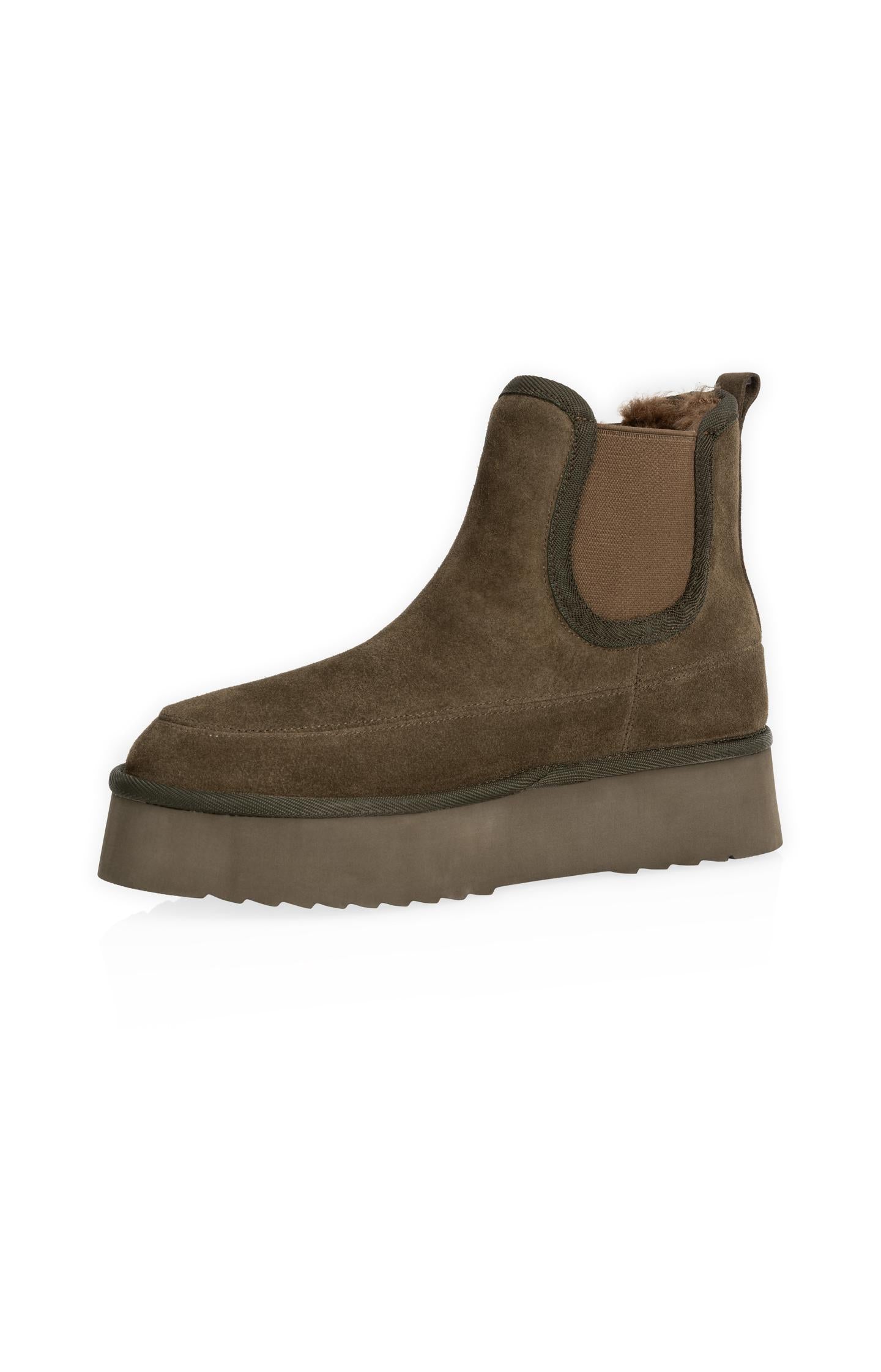 Platform suede ankle boots with fur lining - Type: product