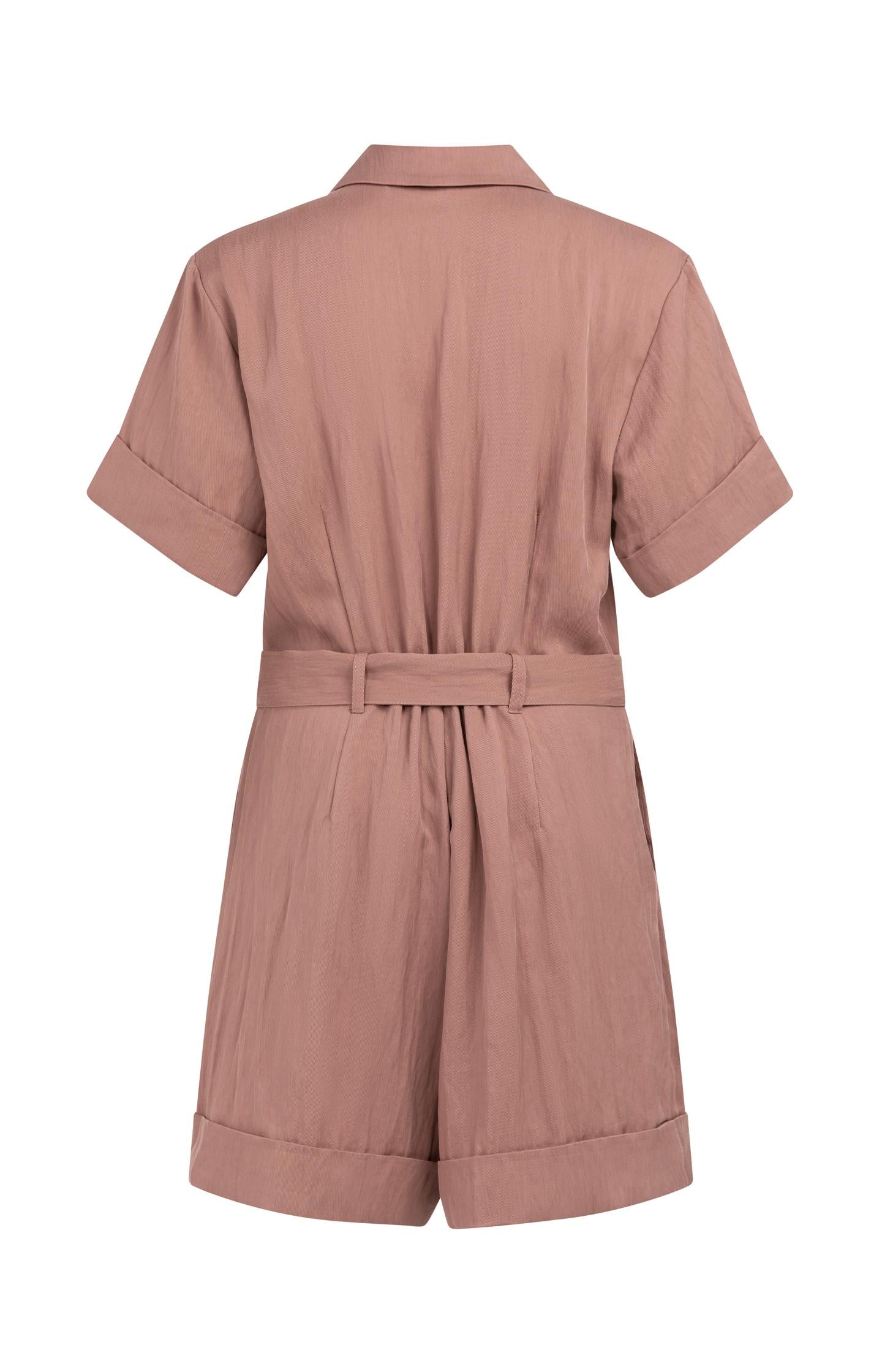 Playsuit with double button closure and belt