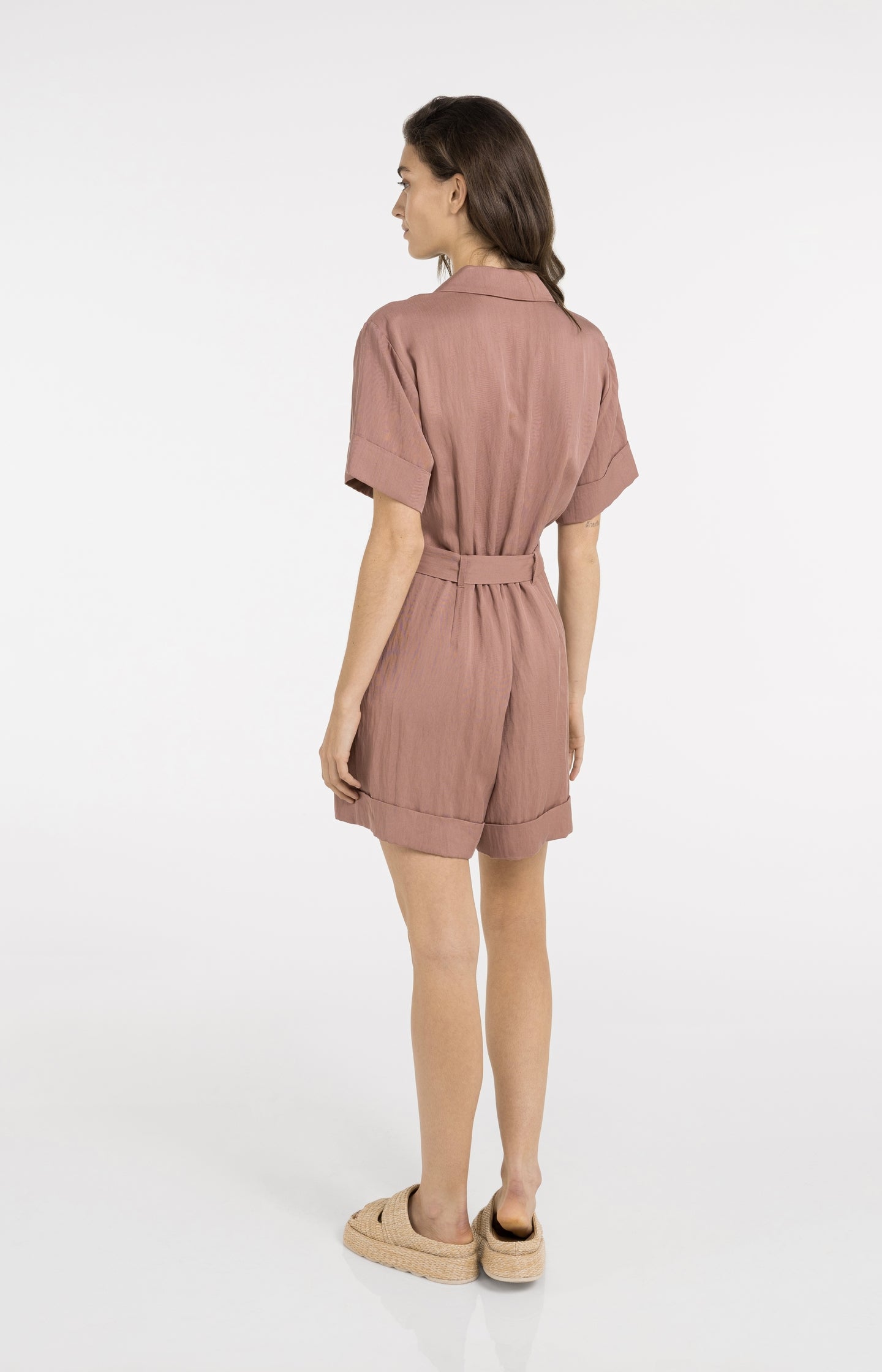Playsuit with double button closure and belt