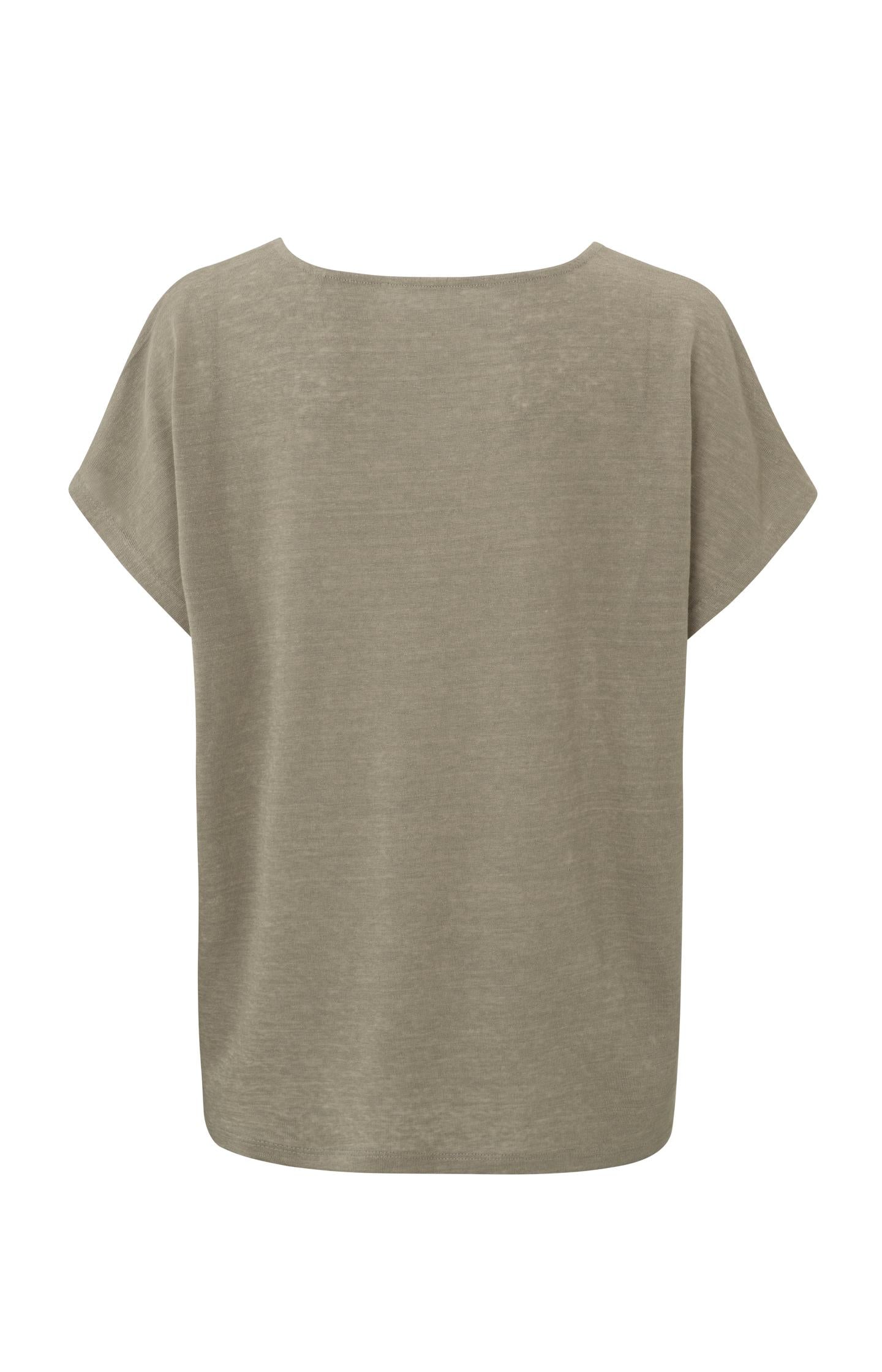 Pleated top with V-neck and short sleeves in boxy fit