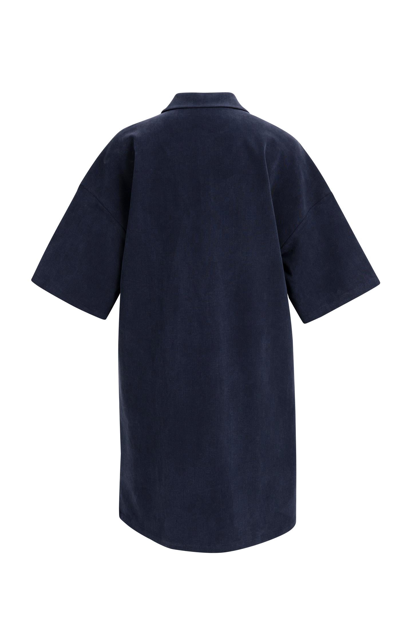 Polo dress with short sleeves and half zip
