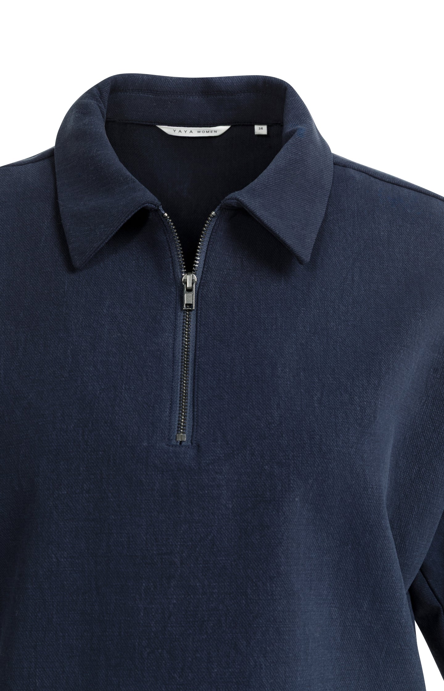Polo top with half zip and short wide sleeves