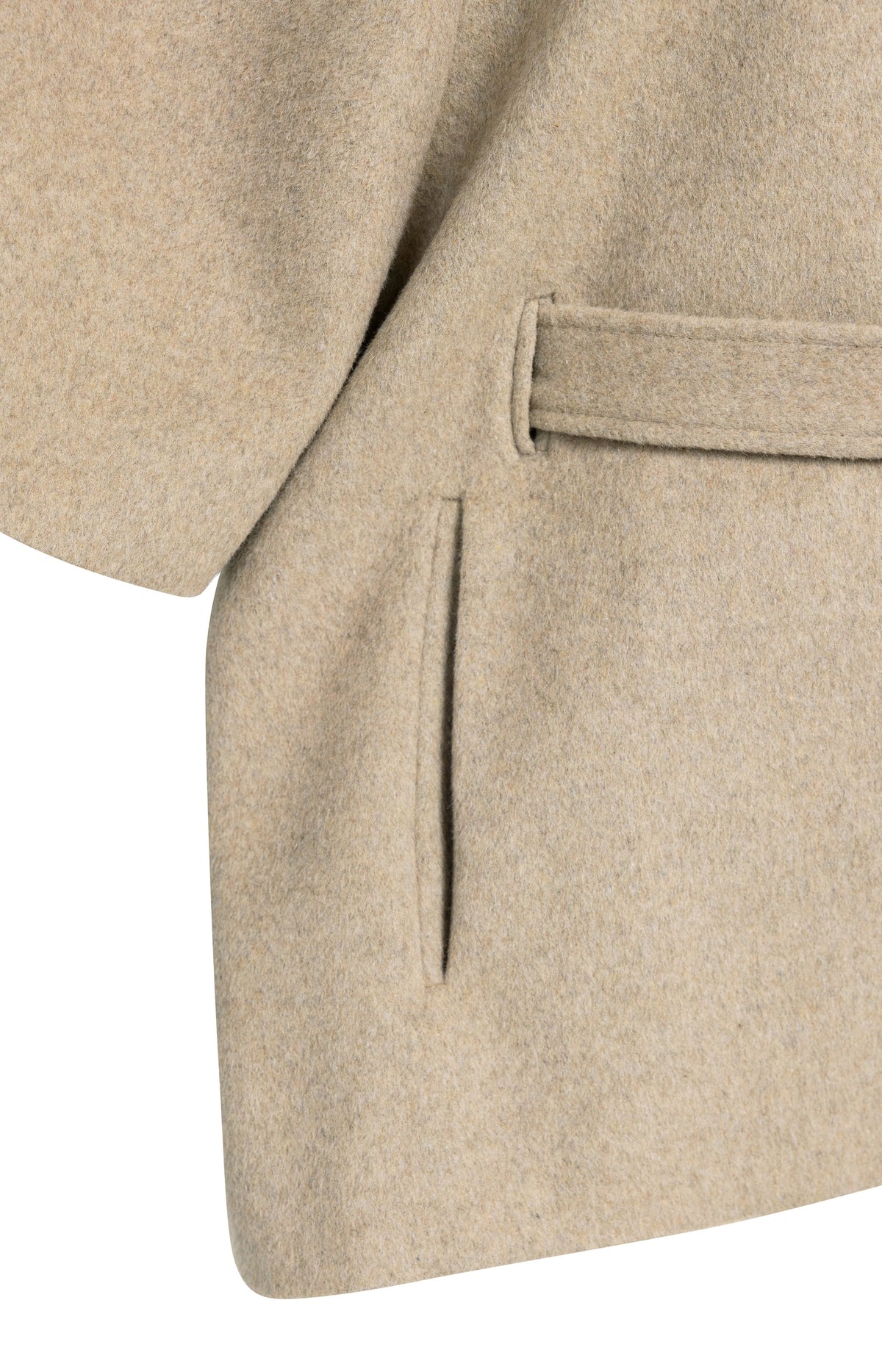 Poncho jacket with rib collar and belt - Pure Cashmere Grey Melange