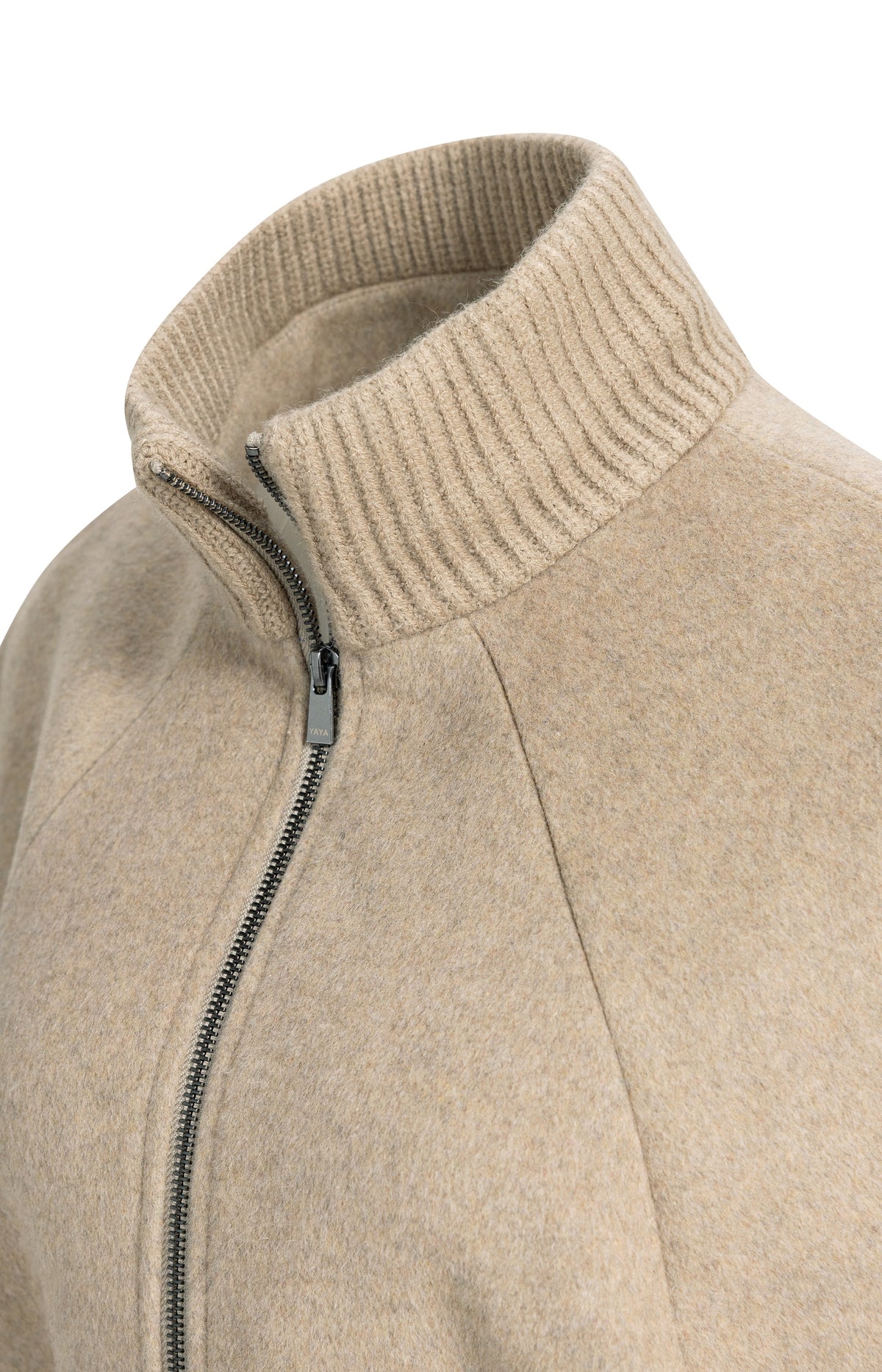 Poncho jacket with rib collar and belt - Pure Cashmere Grey Melange