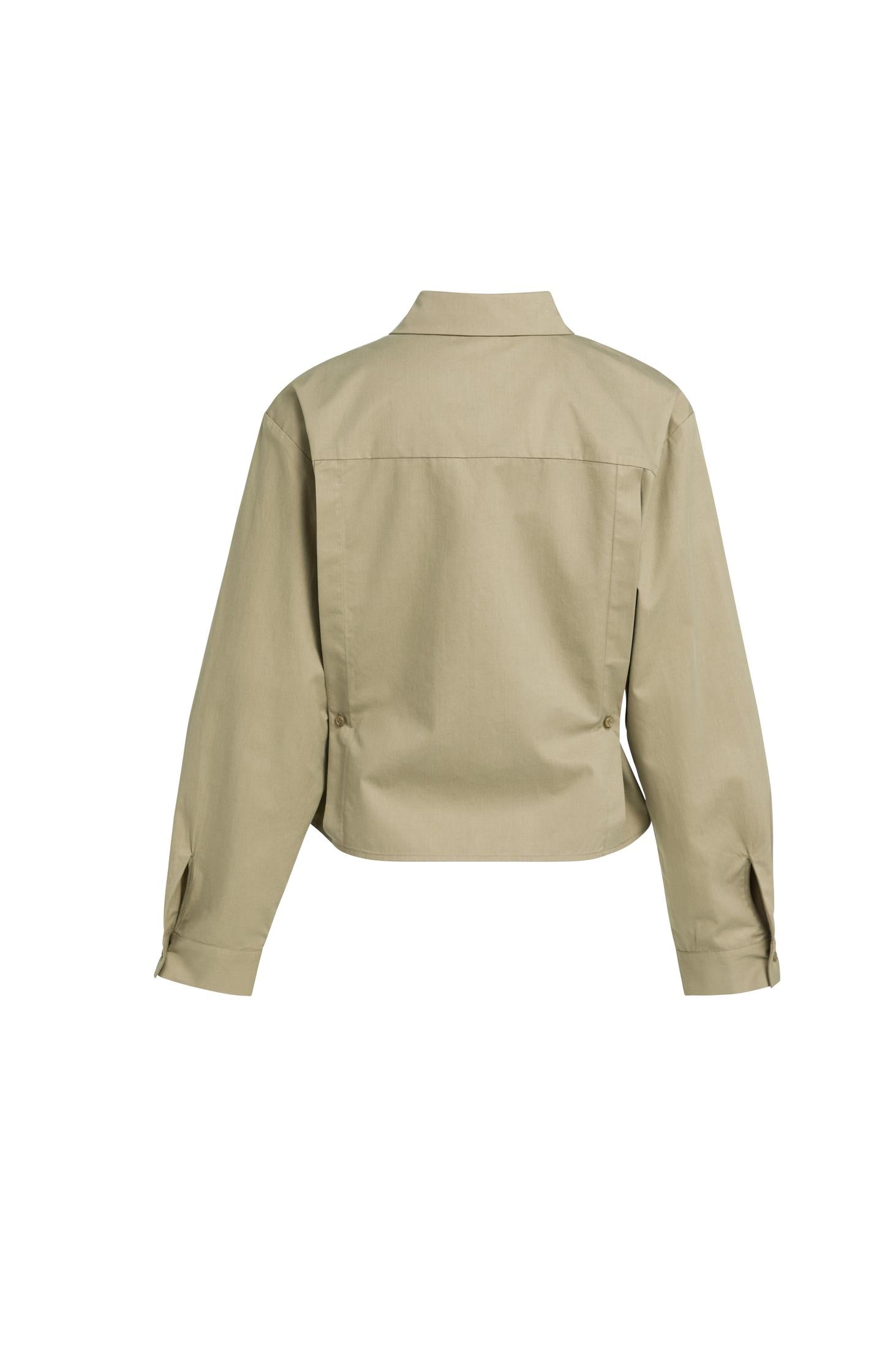 Poplin blouse with adjustable waist and long sleeves