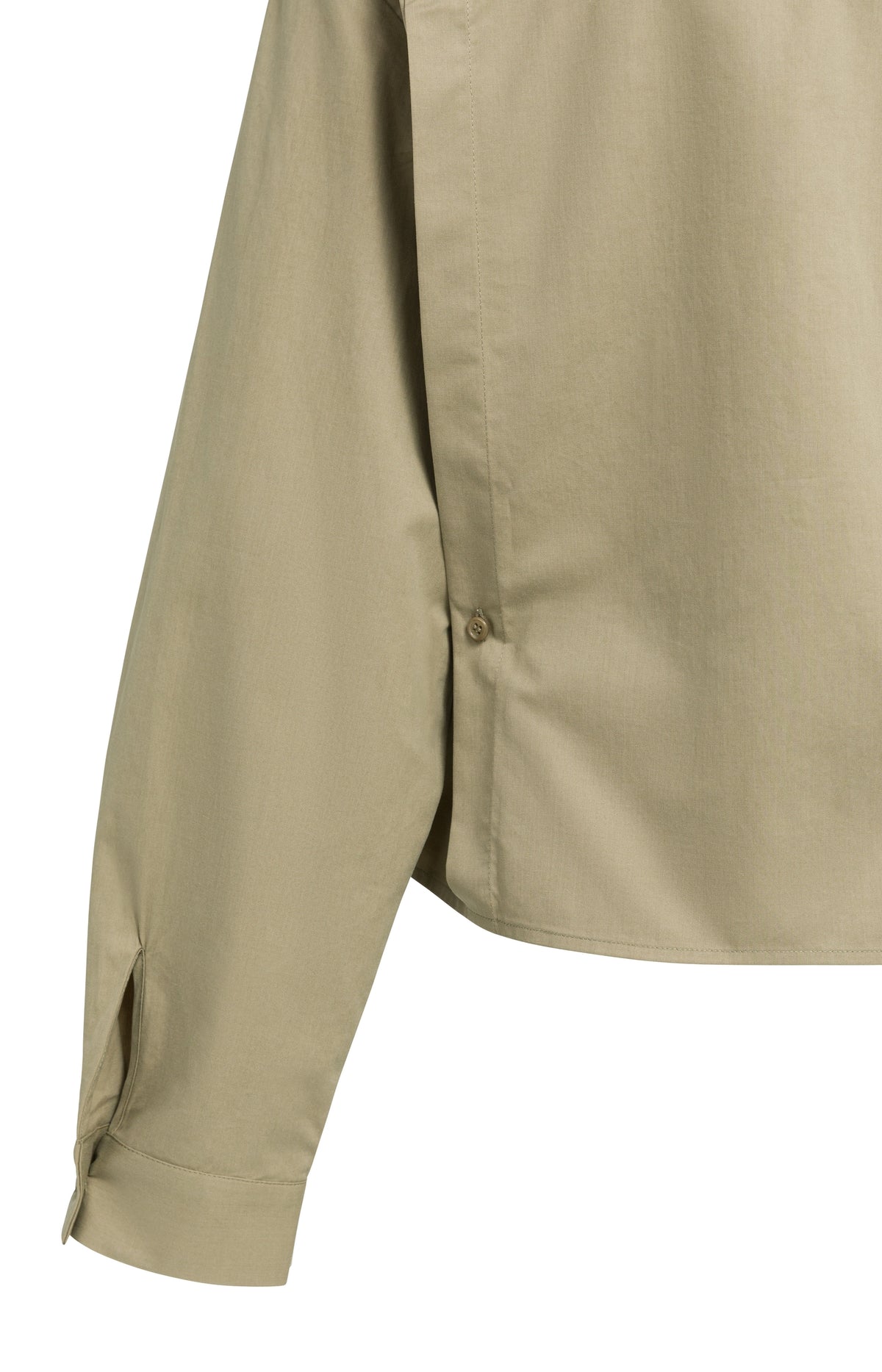 Poplin blouse with adjustable waist and long sleeves - Green