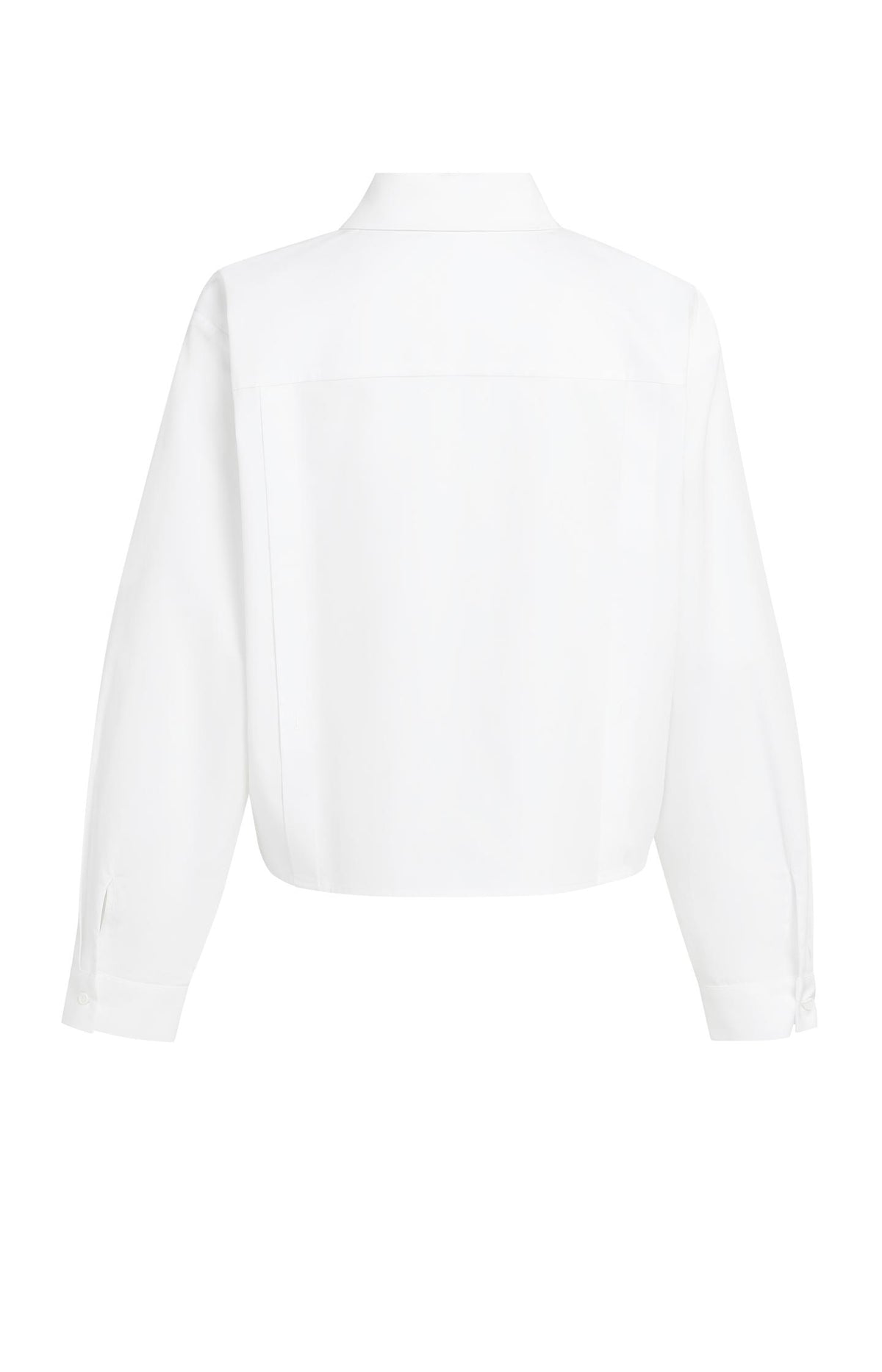 Poplin blouse with adjustable waist and long sleeves - White
