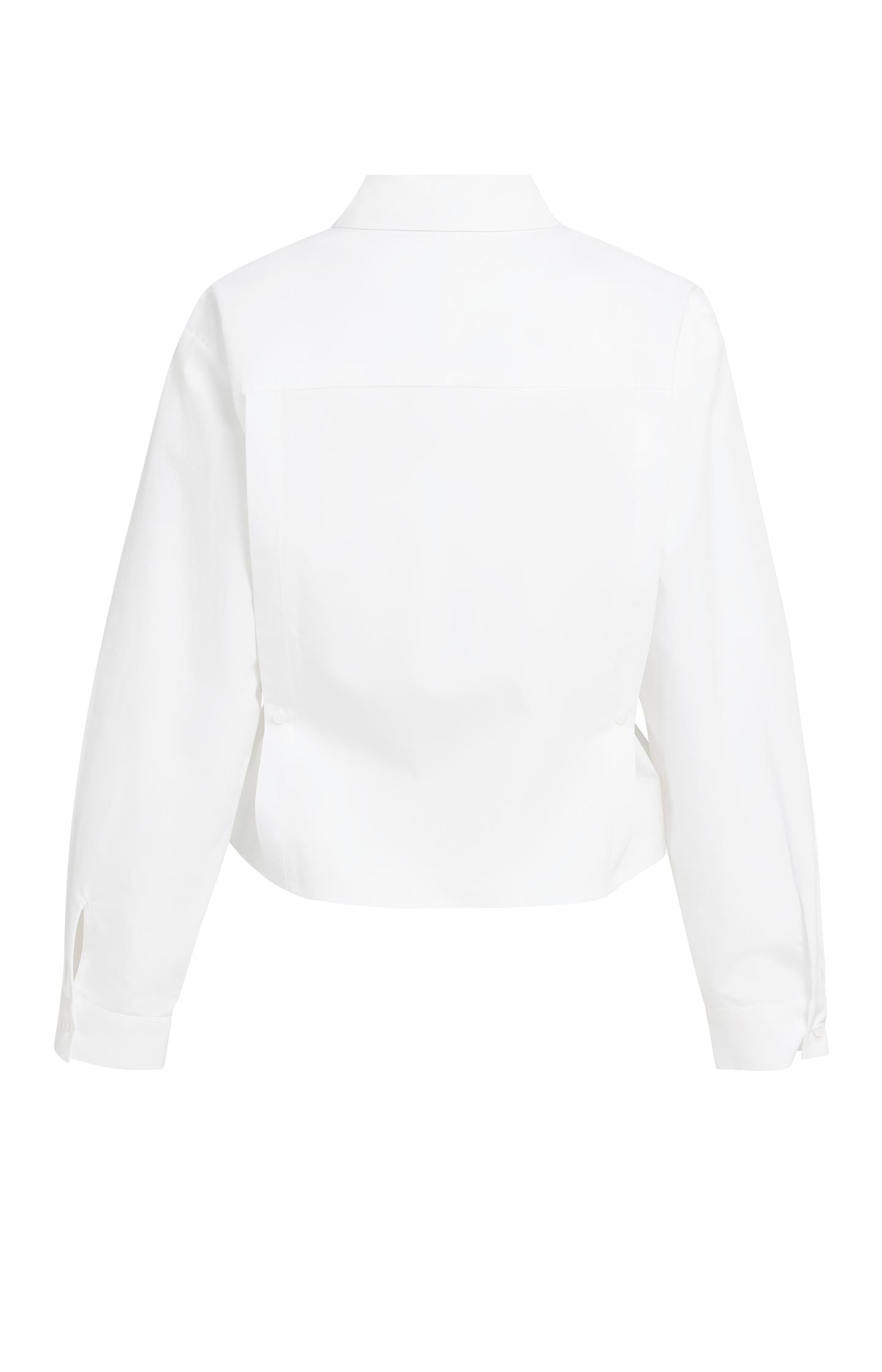 Poplin blouse with adjustable waist and long sleeves