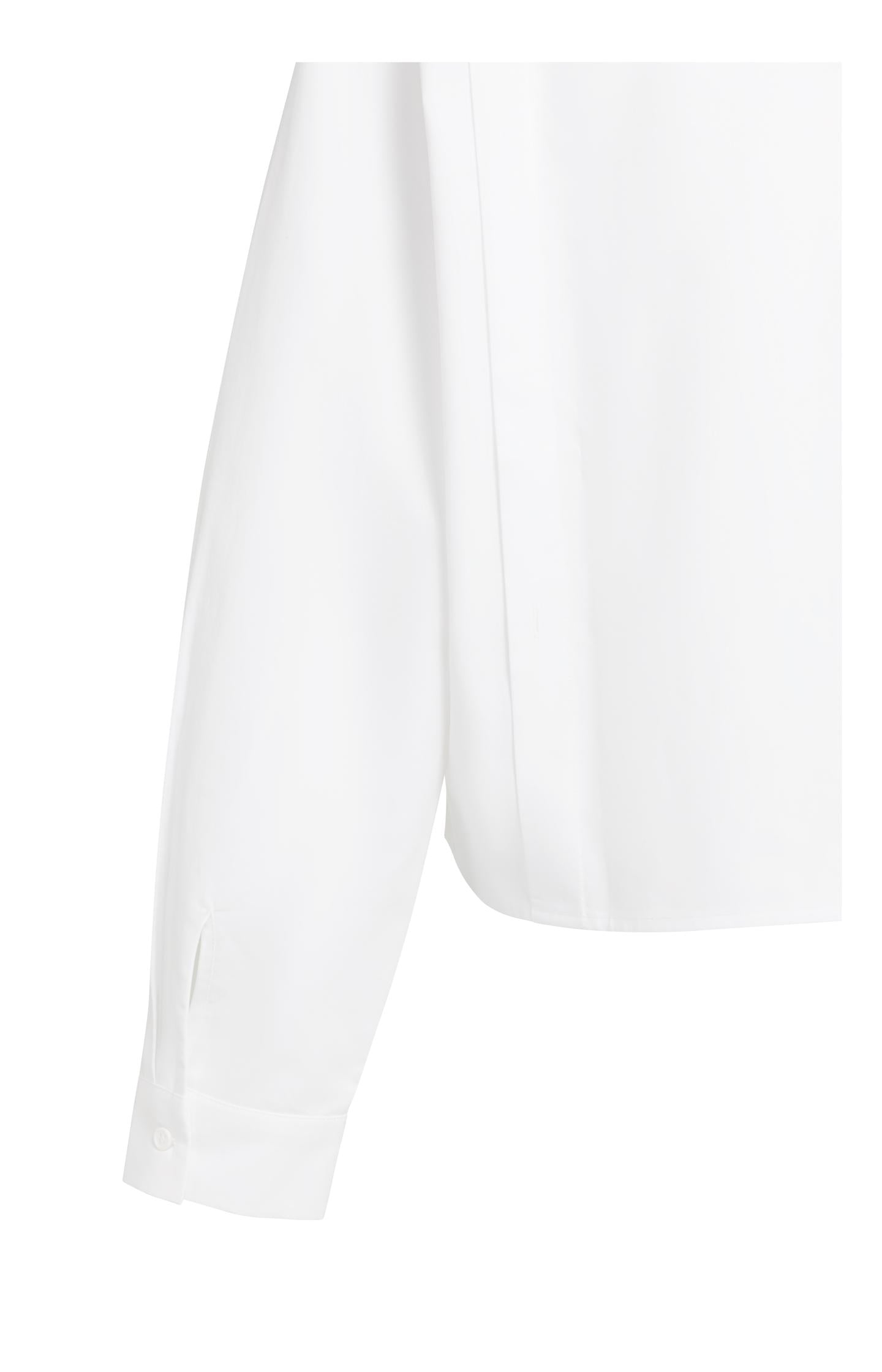 Poplin blouse with adjustable waist and long sleeves