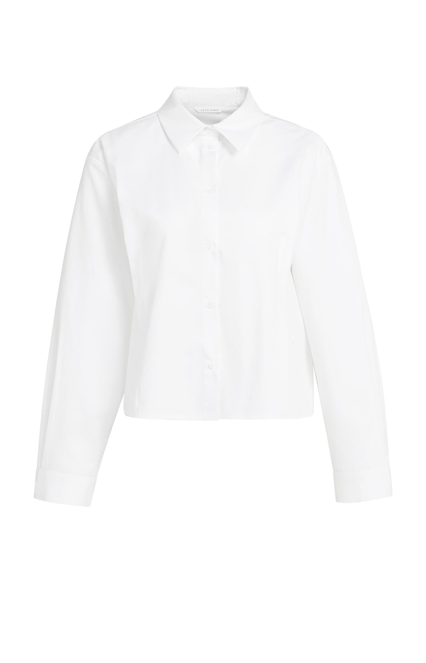 Poplin blouse with adjustable waist and long sleeves
