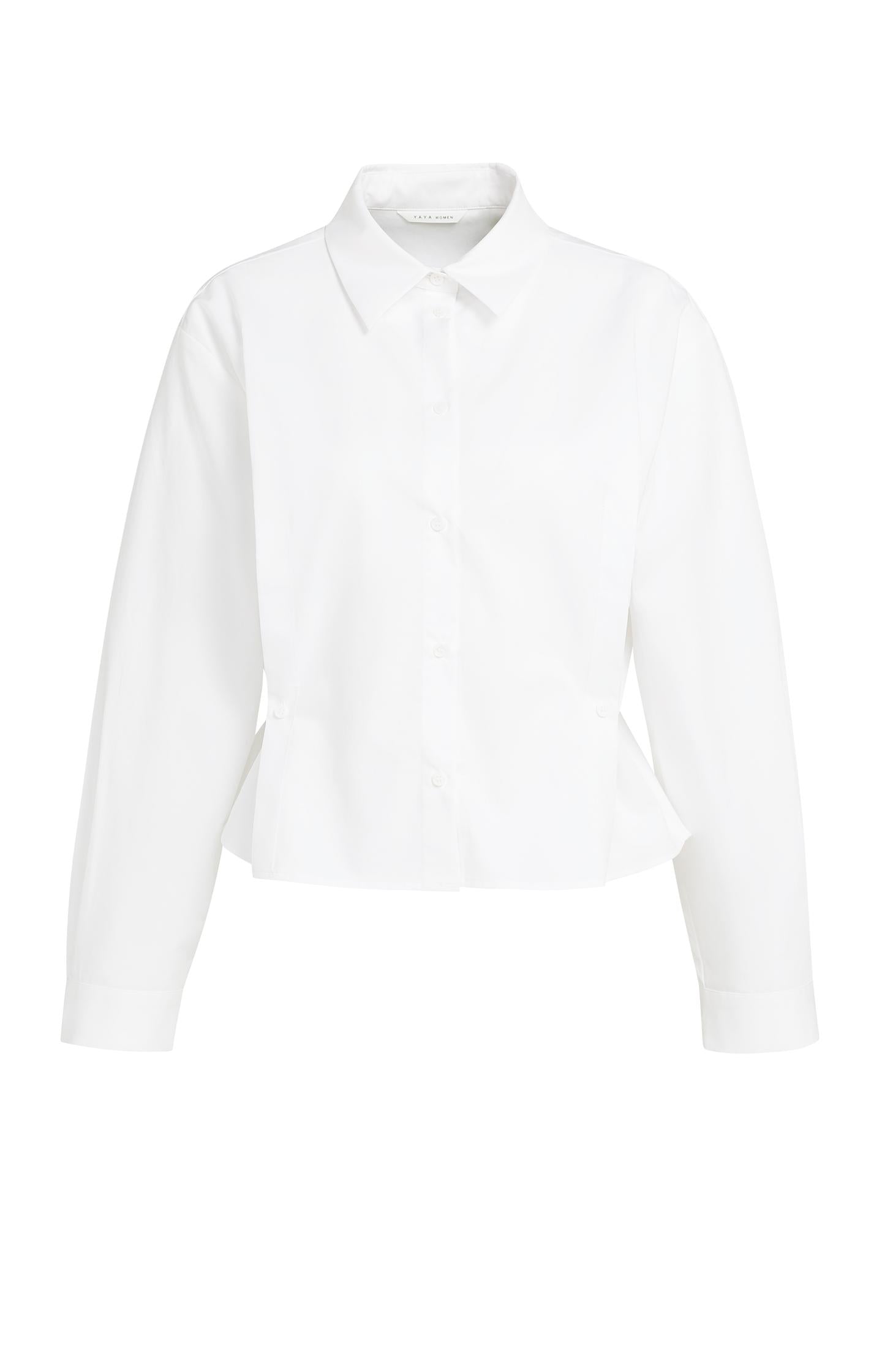 Poplin blouse with adjustable waist and long sleeves