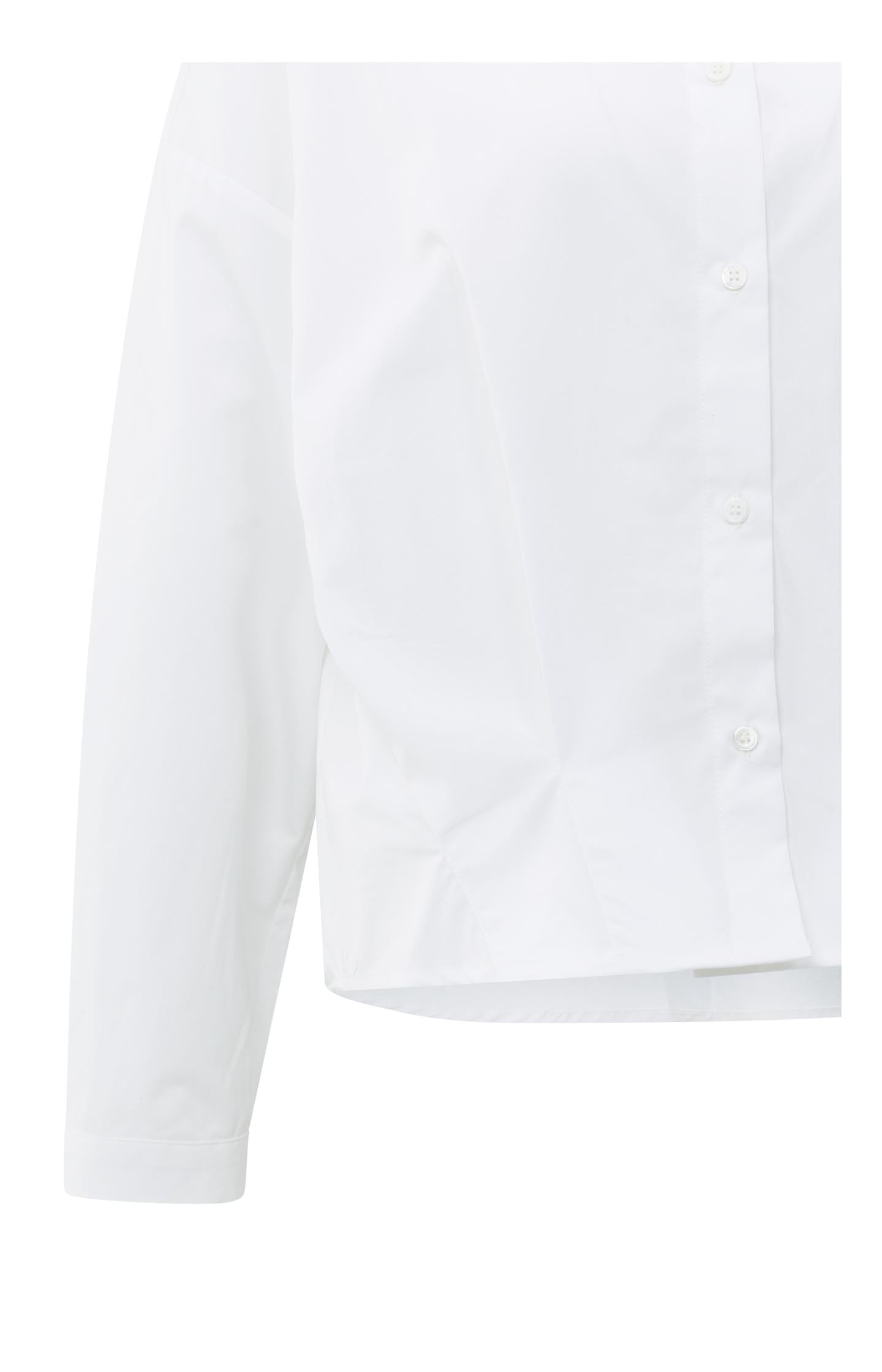 Poplin blouse with front pleat details and classic collar
