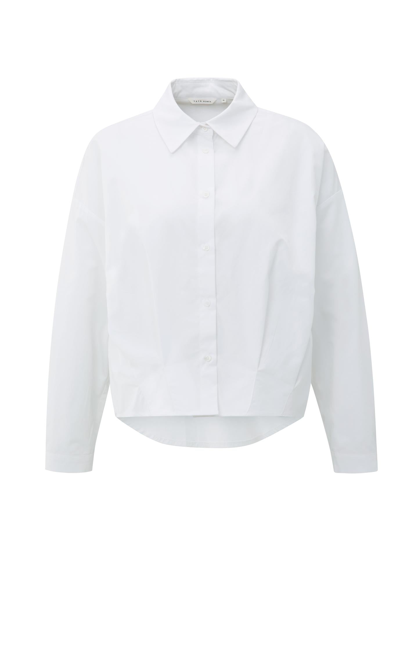 Poplin blouse with front pleat details and classic collar - Type: product