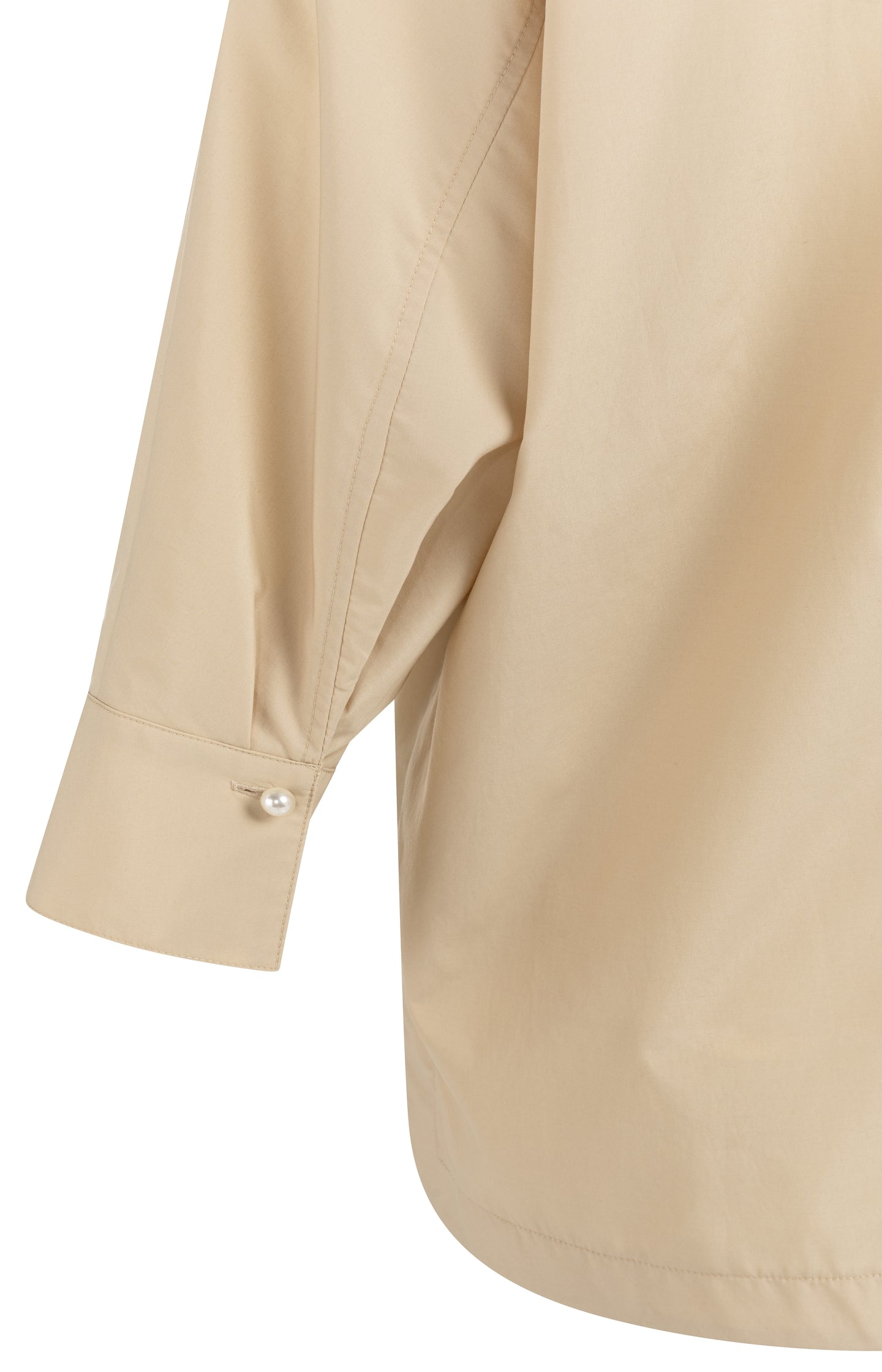 Poplin blouse with polo collar and pearl buttons