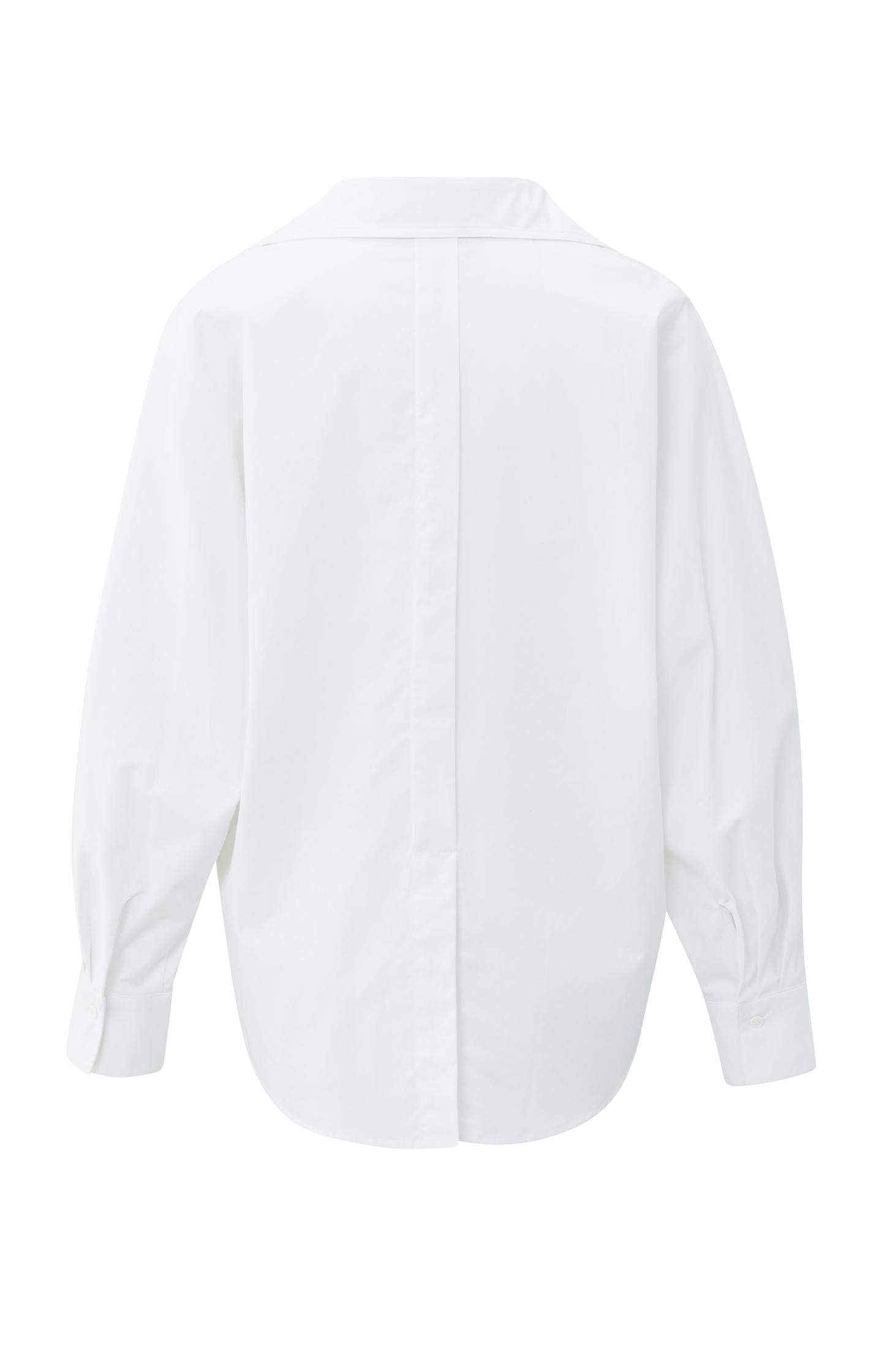 Poplin blouse with polo collar and V-neck