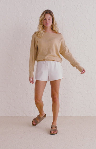 Jersey shorts with drawstring and embroidered details