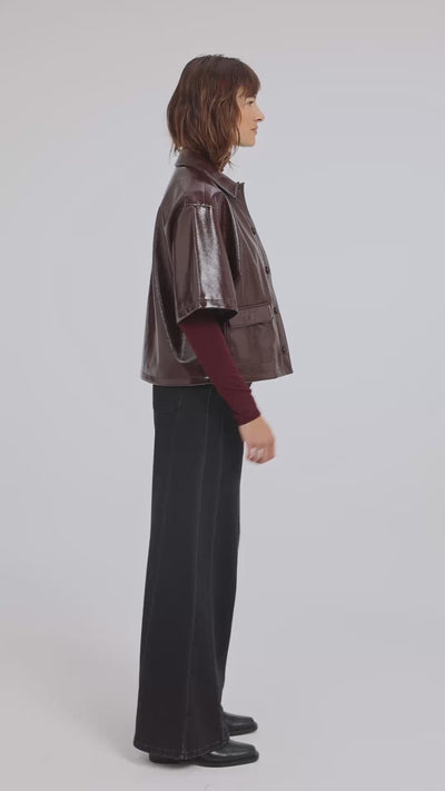 Cropped glossy faux leather jacket - Type: video