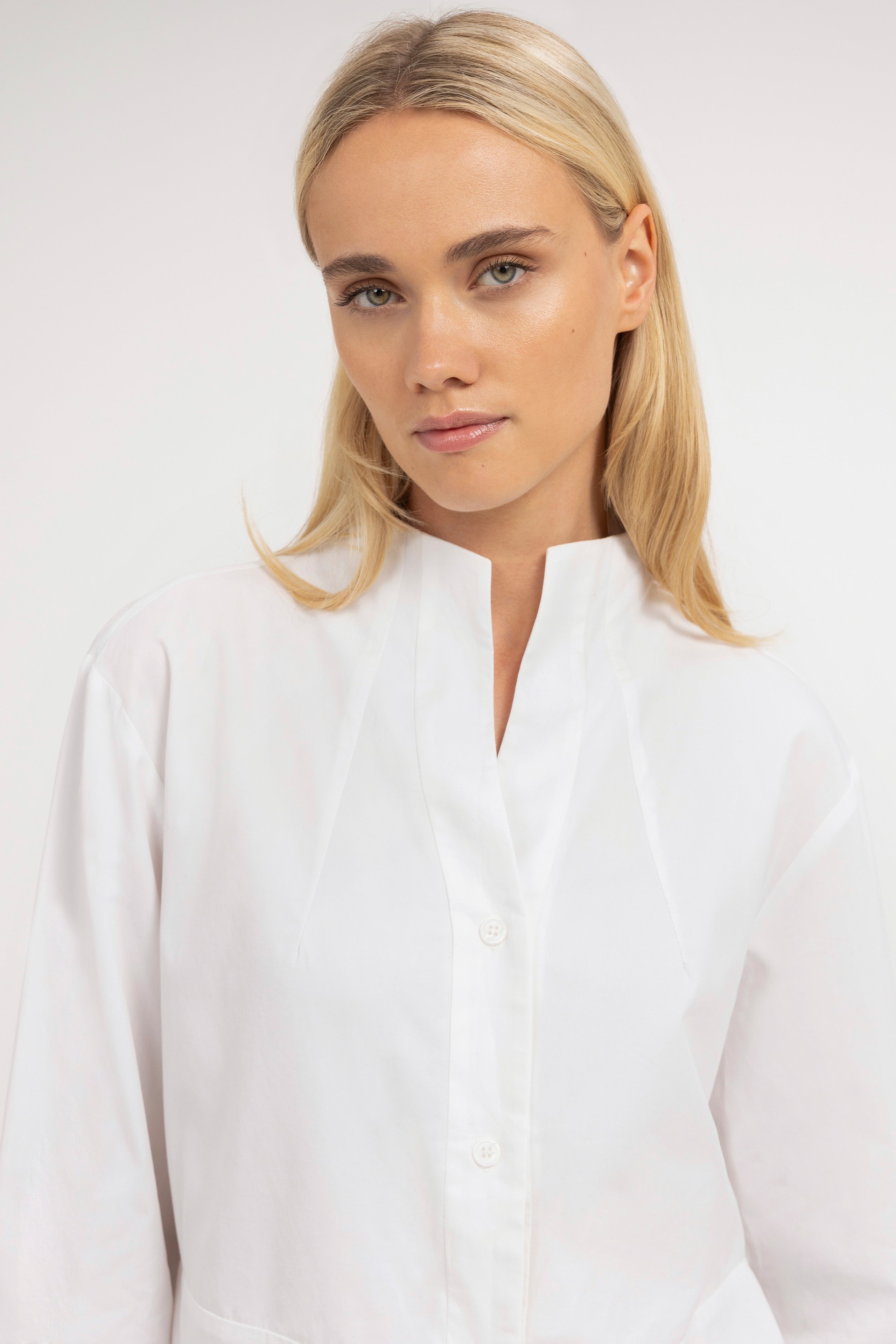 Chemise évasée à col montant - Pure White
