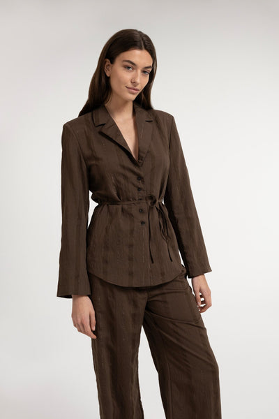 Pinstripe blazer with tie belt - Type: video