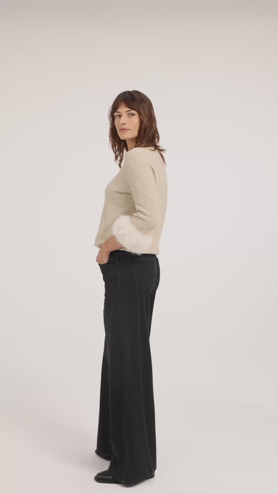 Denim with high waist and wide legs - Ln32 - Type: video