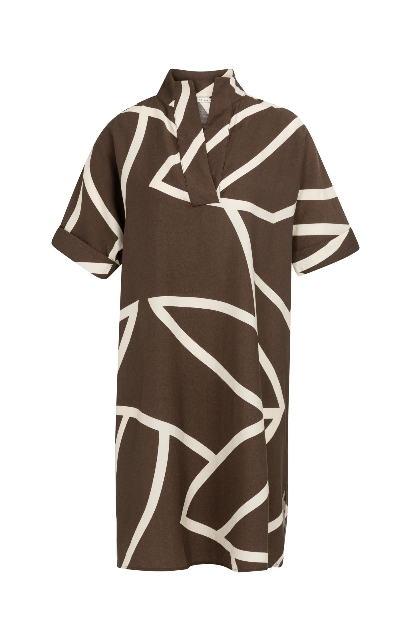 Printed dress with short sleeves and polo collar - Type: product