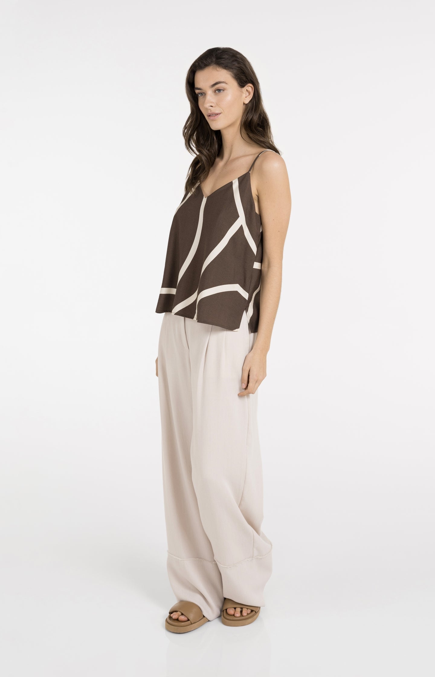 Printed singlet with V-neck