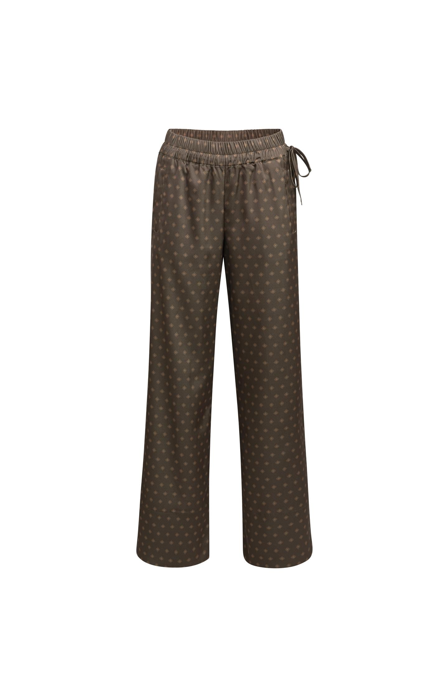 Printed trousers with wide legs and elastic waist - Type: video