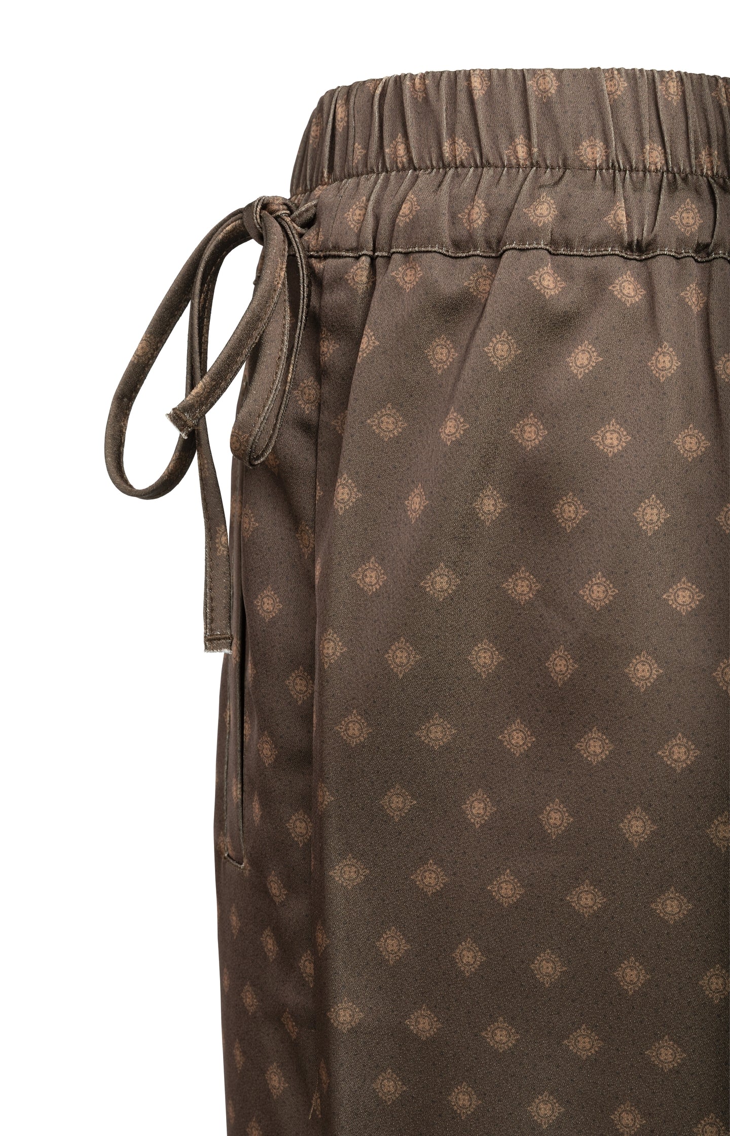 Printed trousers with wide legs and elastic waist