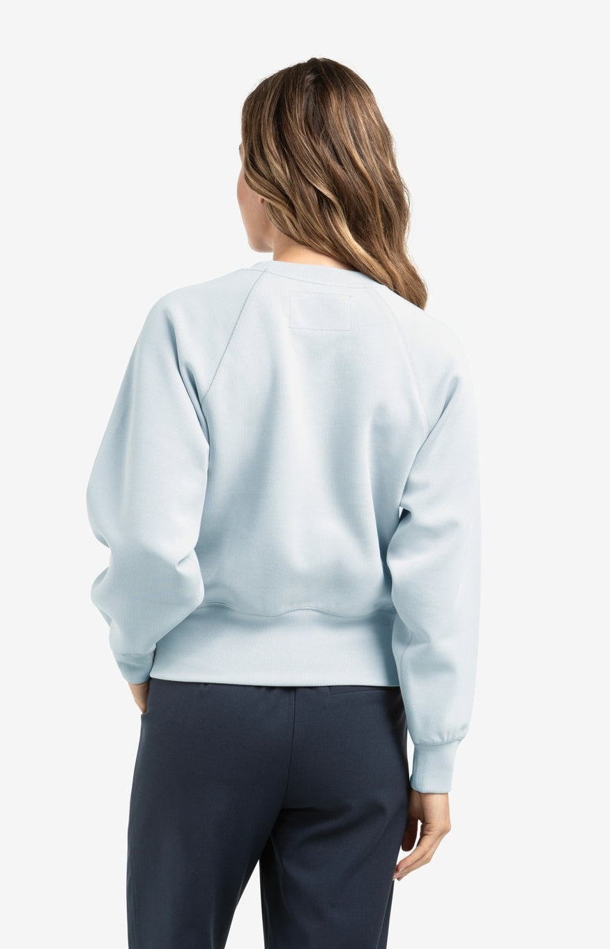 Raglan sweatshirt with fine rib texture and crew neck