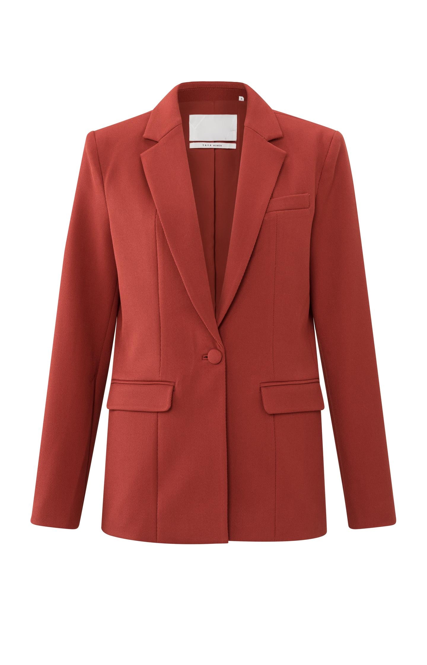 Red twill blazer with long sleeves, pockets and a button - Type: product