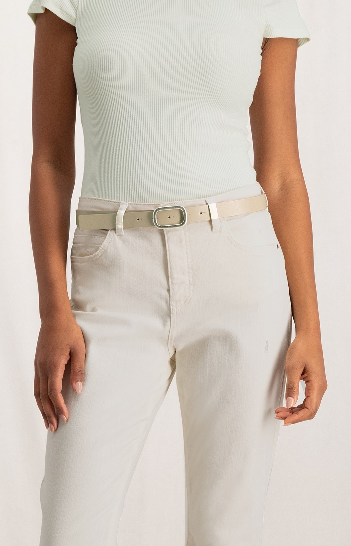 Reversible belt with square buckle and colored side - Type: lookbook