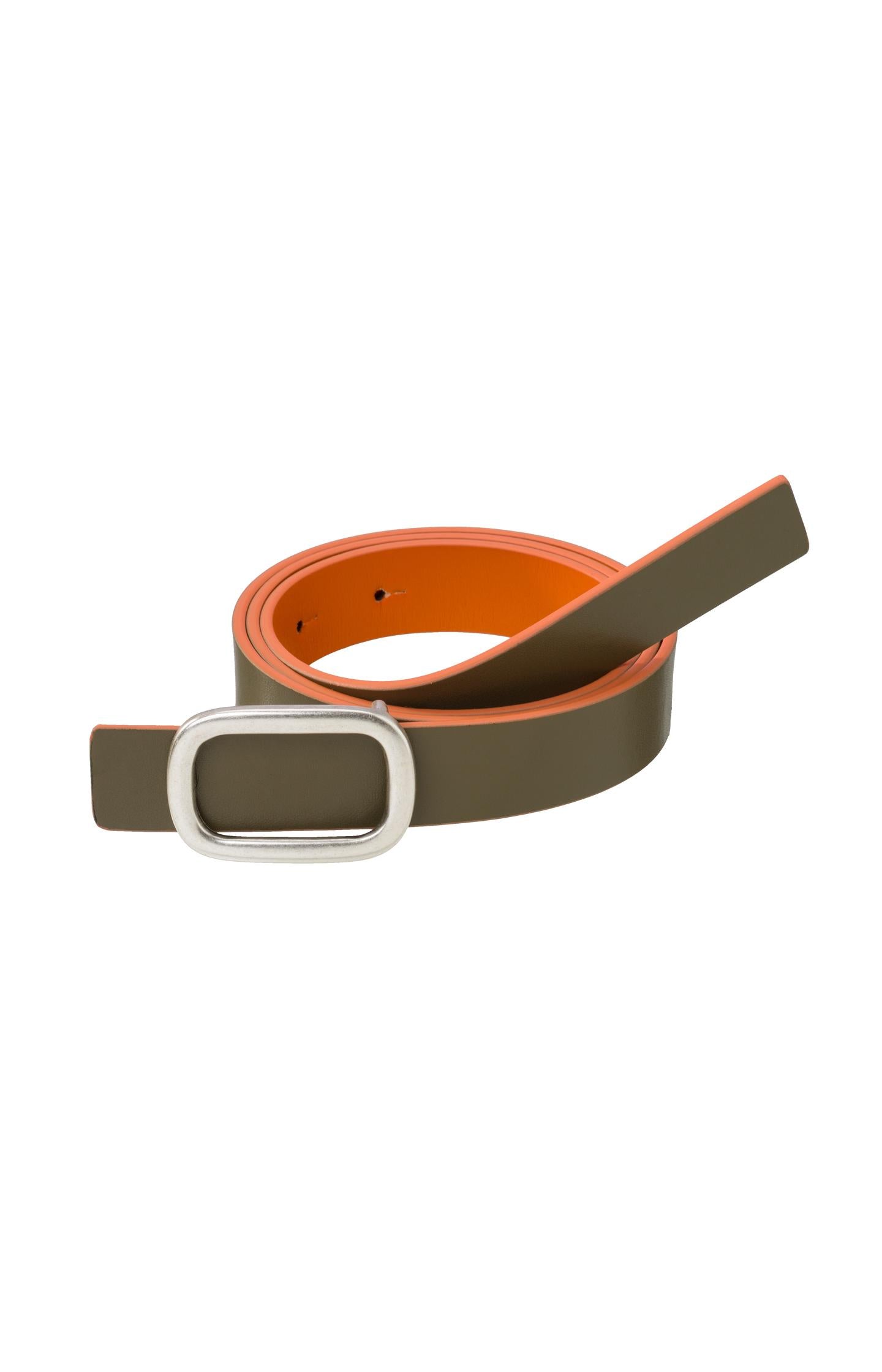 Reversible belt with square buckle in multicolor