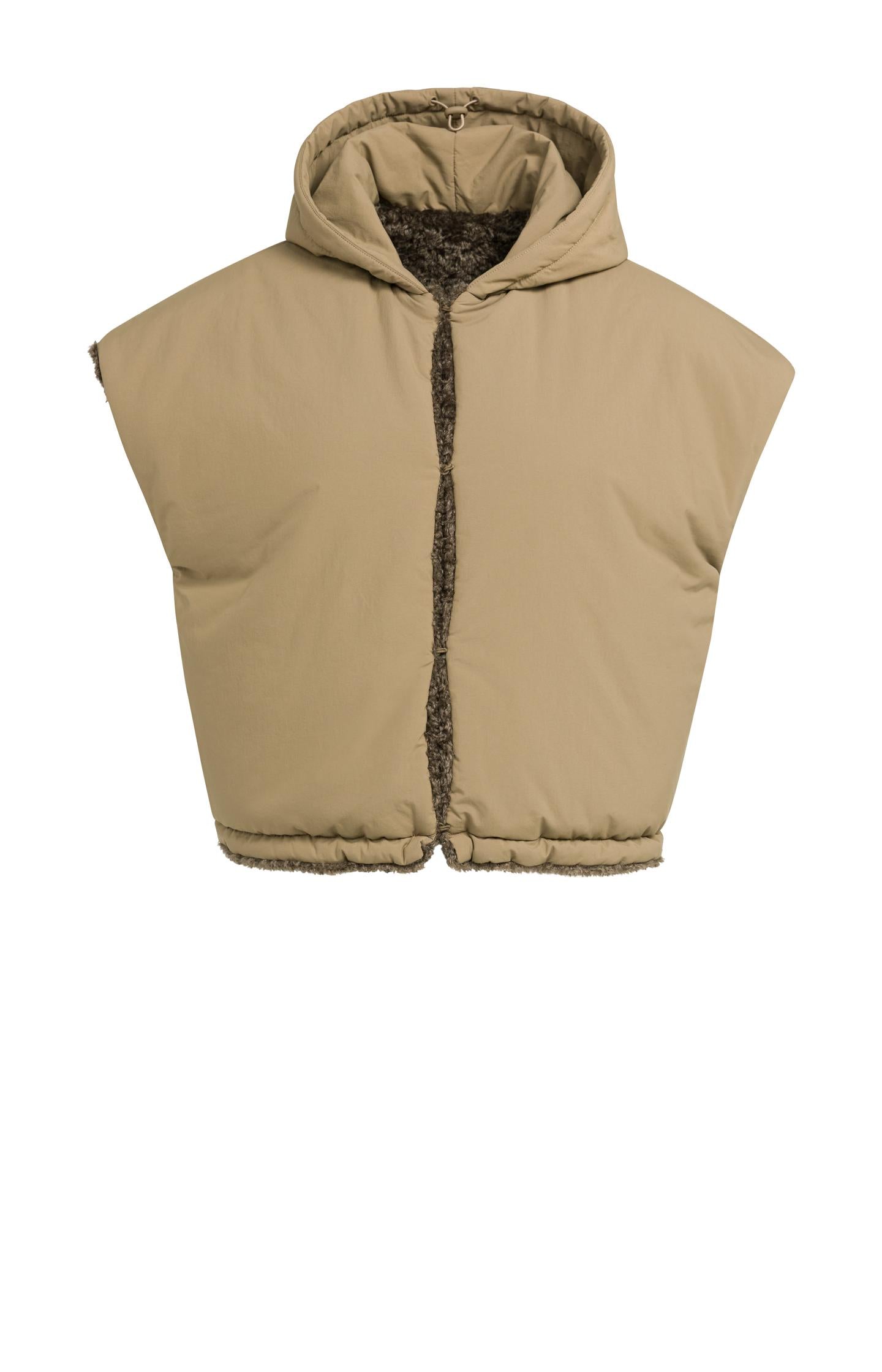 Reversible bodywarmer with hood