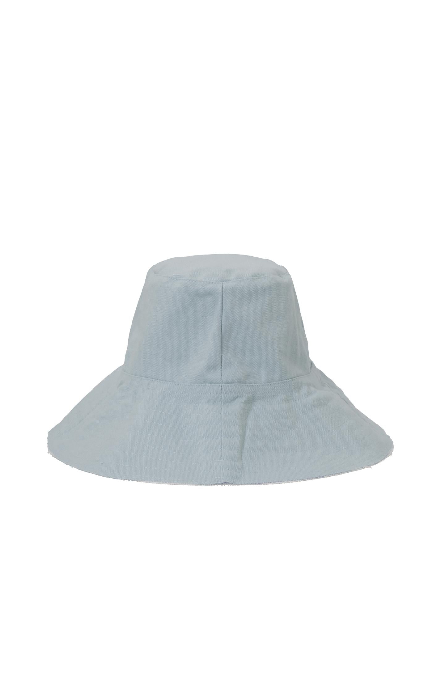 Reversible canvas hat with zigzag print - Pearl Blue Dessin