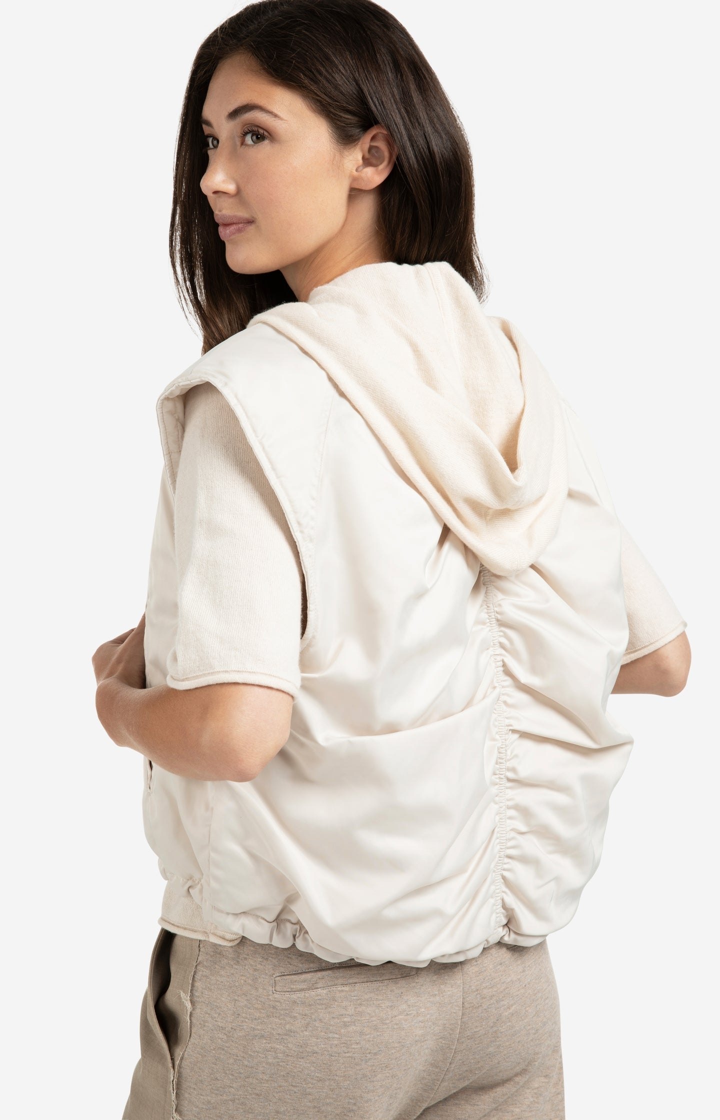 Reversible padded bodywarmer with zip closure