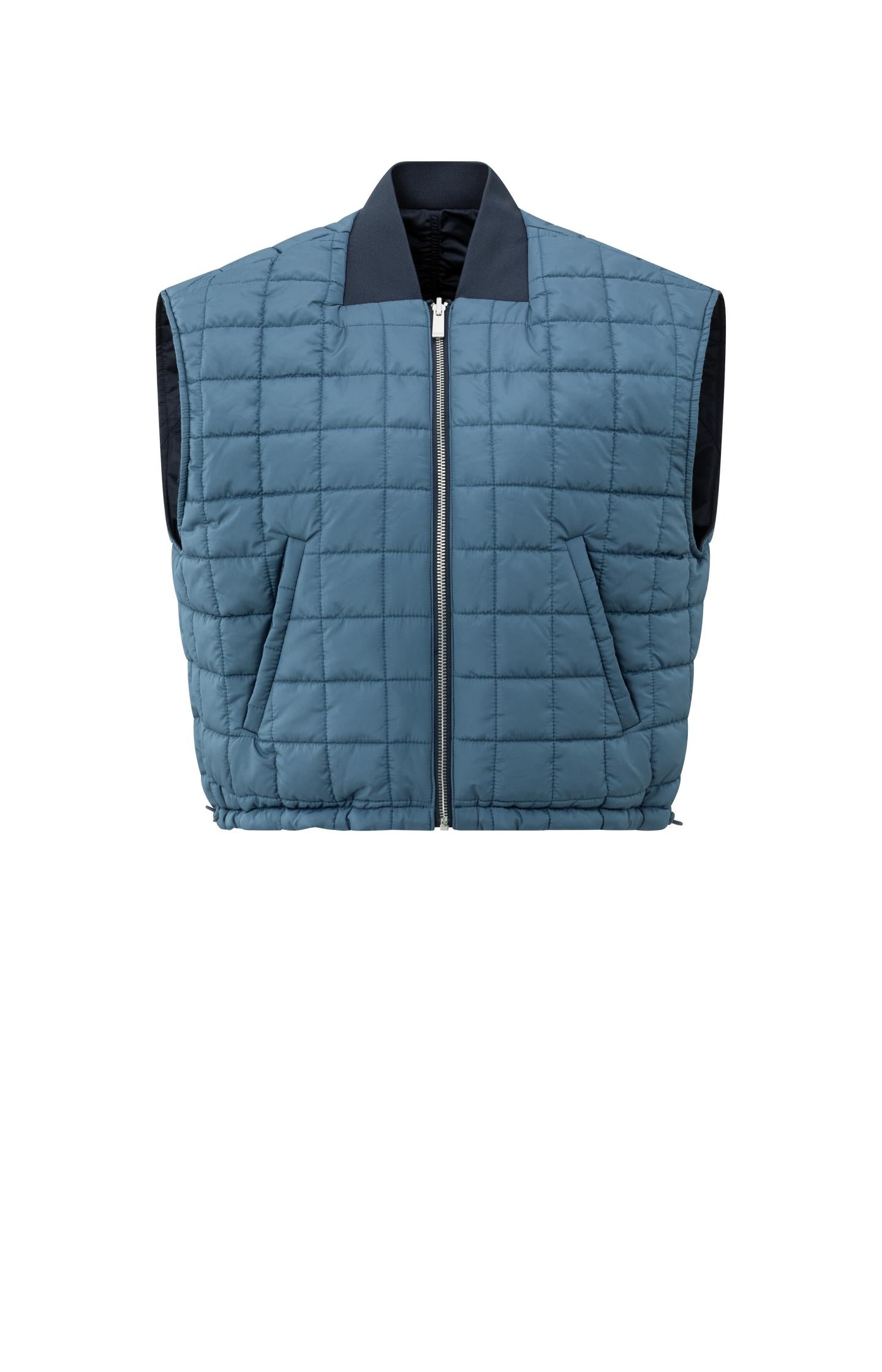 Reversible padded bodywarmer with zip closure