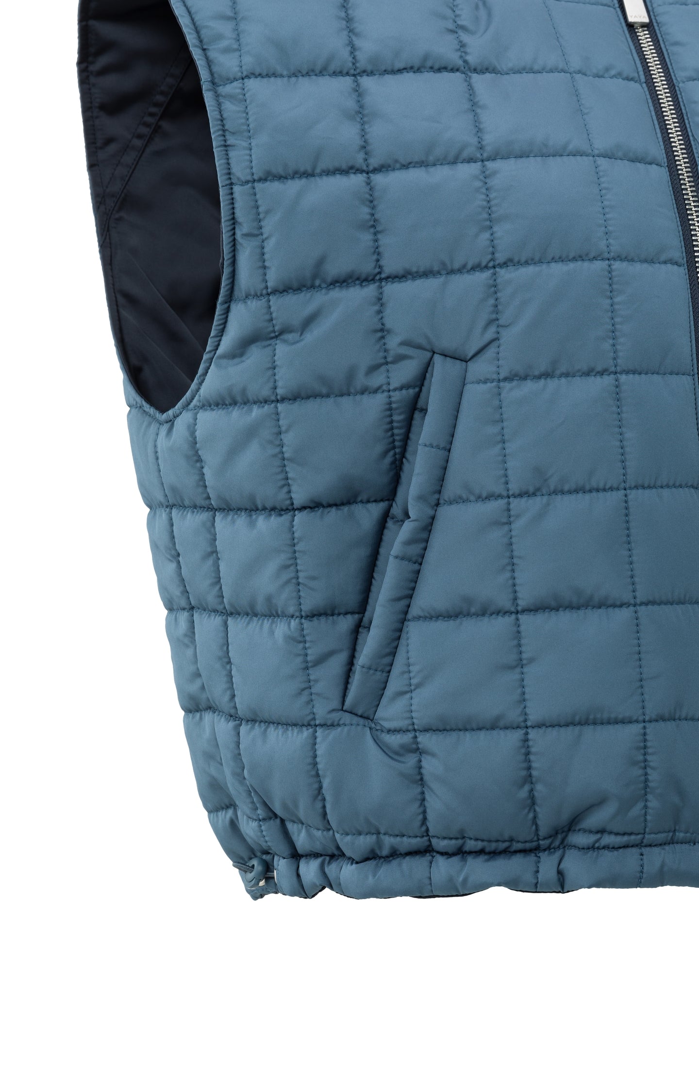 Reversible padded bodywarmer with zip closure