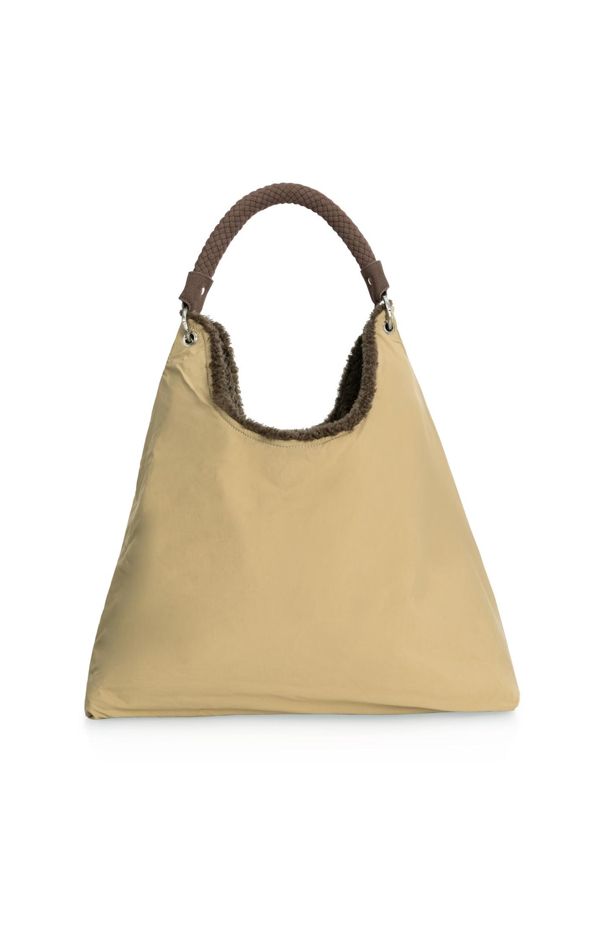 Reversible shopper with faux fur