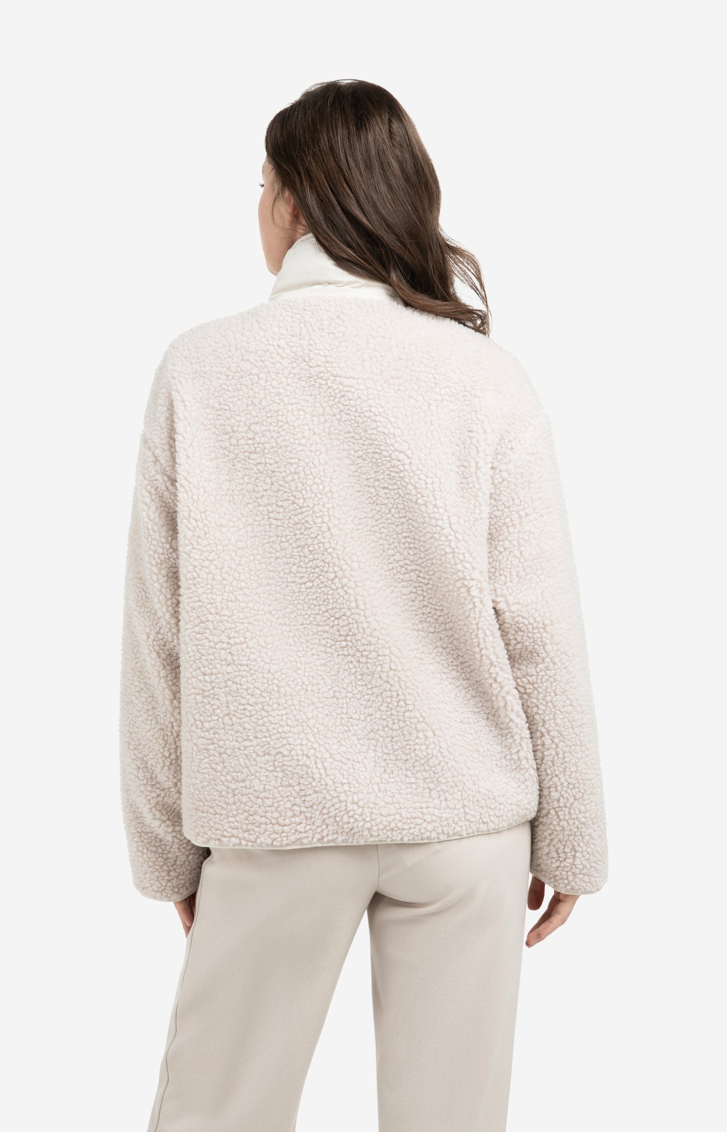 Reversible teddy jacket with nylon chest pocket