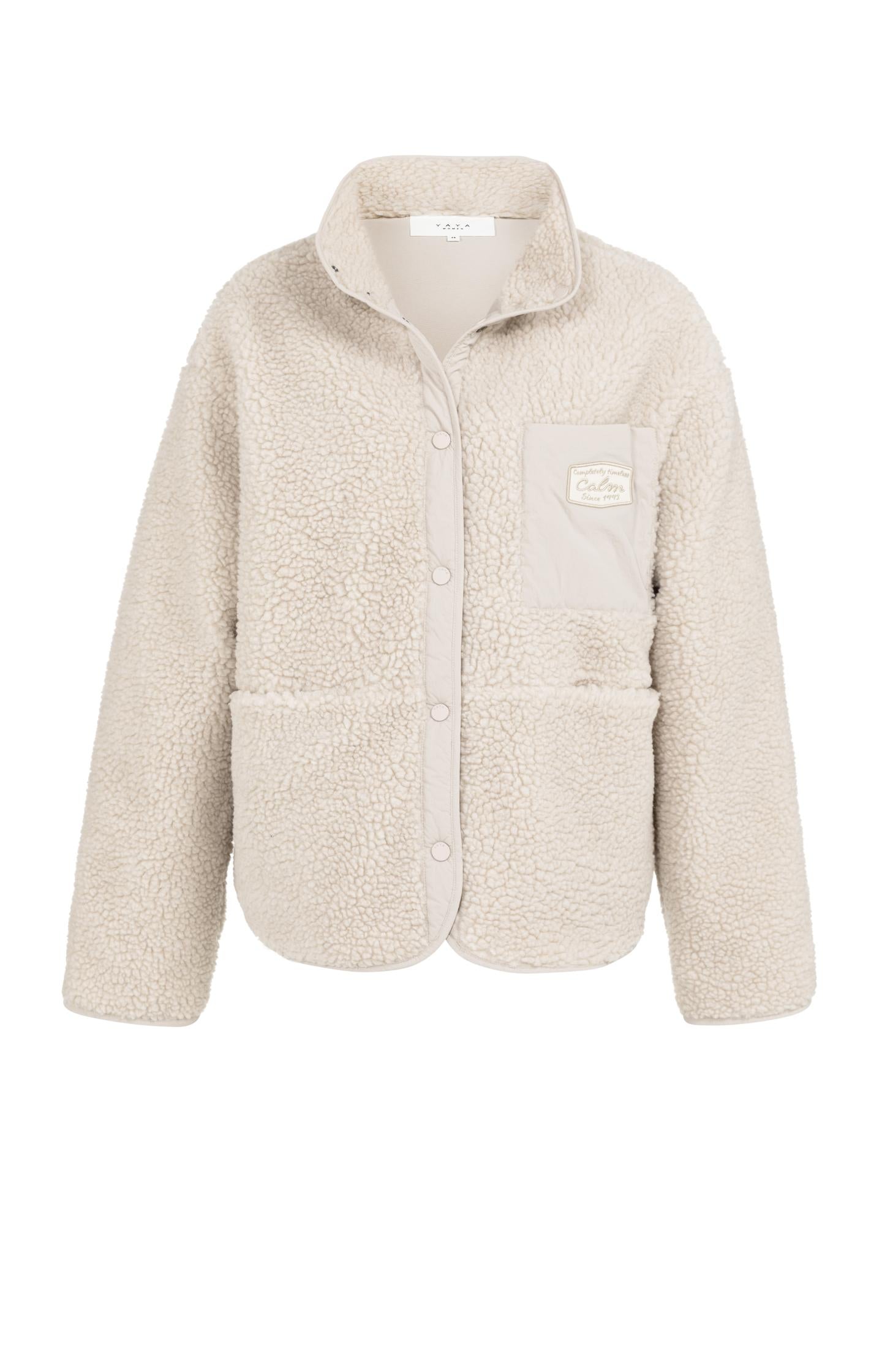 Reversible teddy jacket with nylon chest pocket