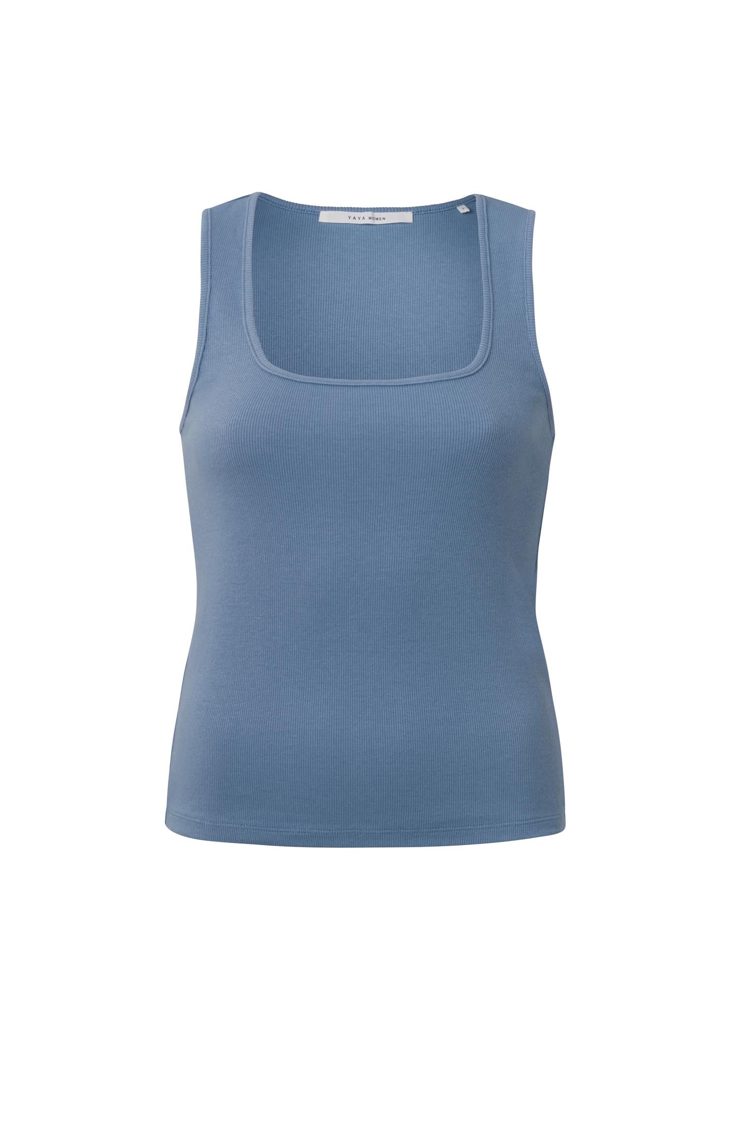 Rib knitted singlet with square neck in organic cotton - Type: product