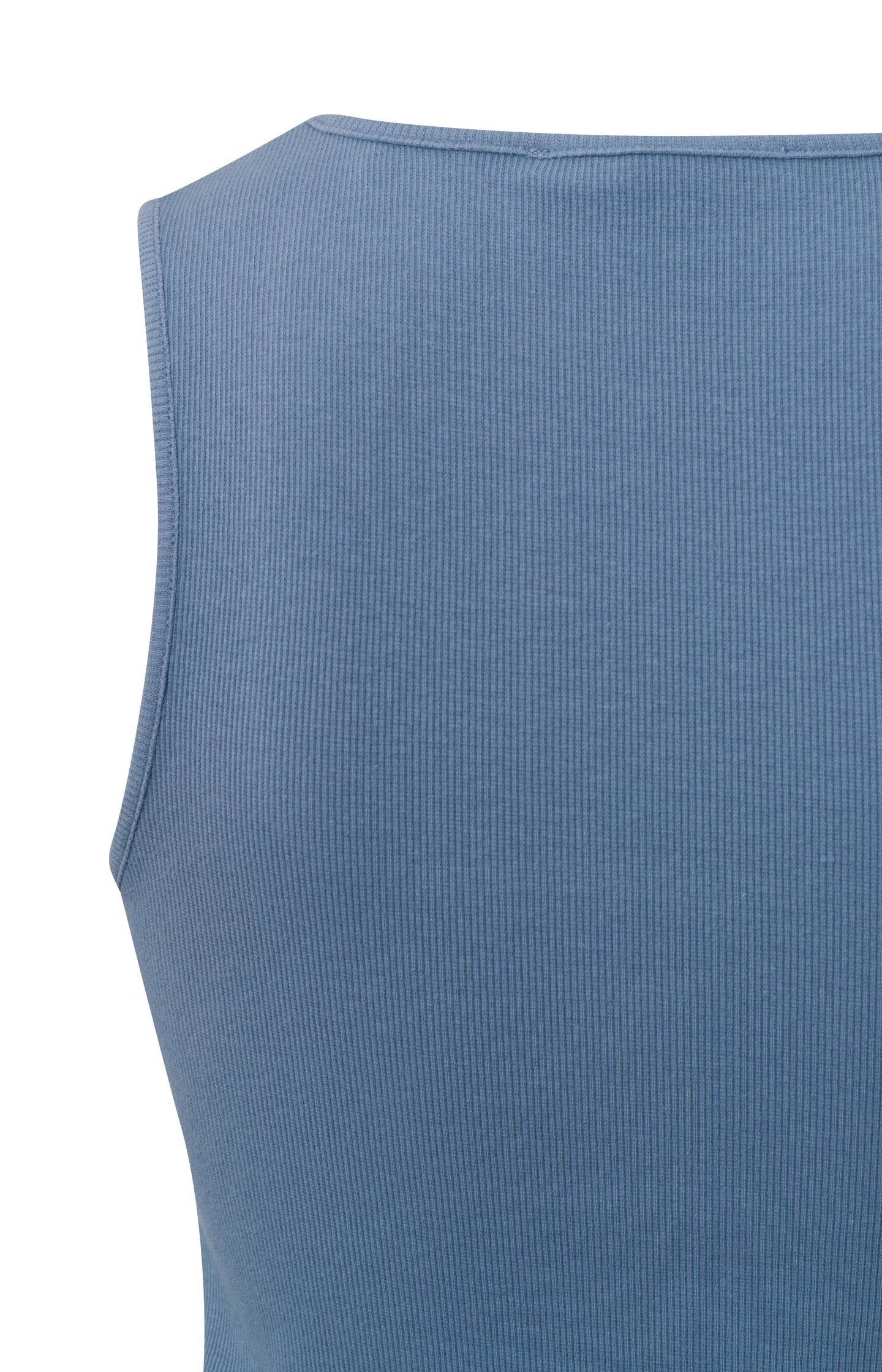 Rib knitted singlet with square neck in organic cotton