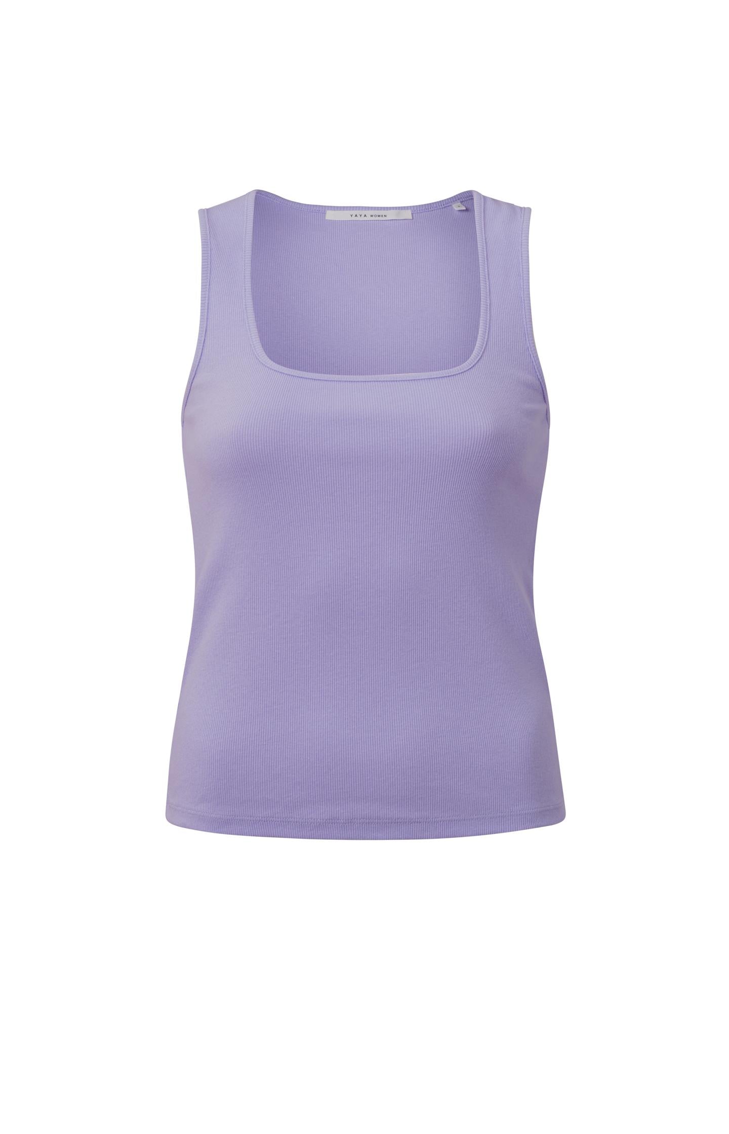 Rib knitted singlet with square neck in organic cotton - Type: product